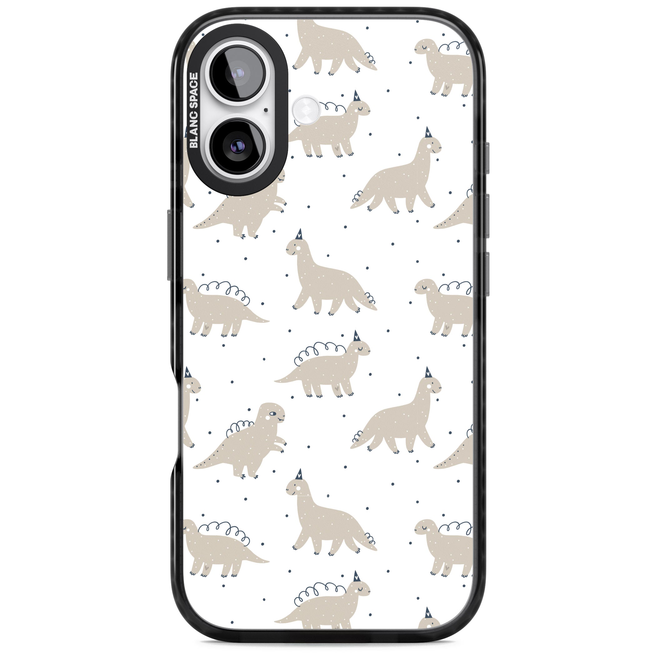 Party Dino Pattern iPhone 17 Impact Black Phone Case