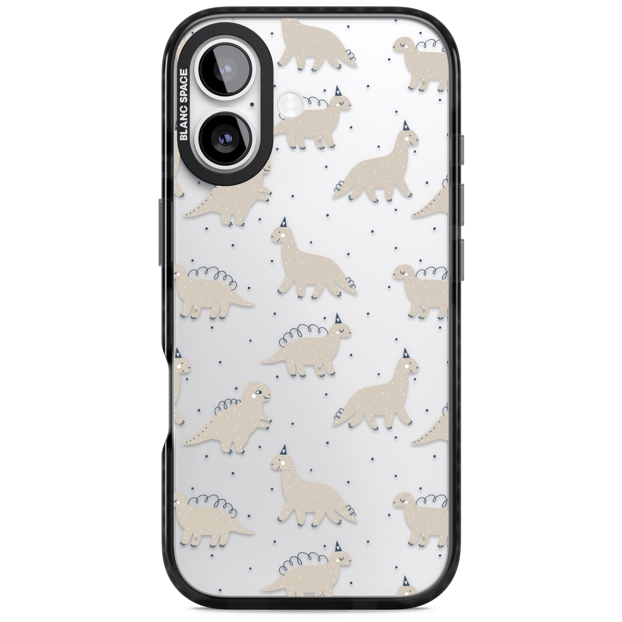 Adorable Dino Pattern iPhone 17 Impact Black Phone Case