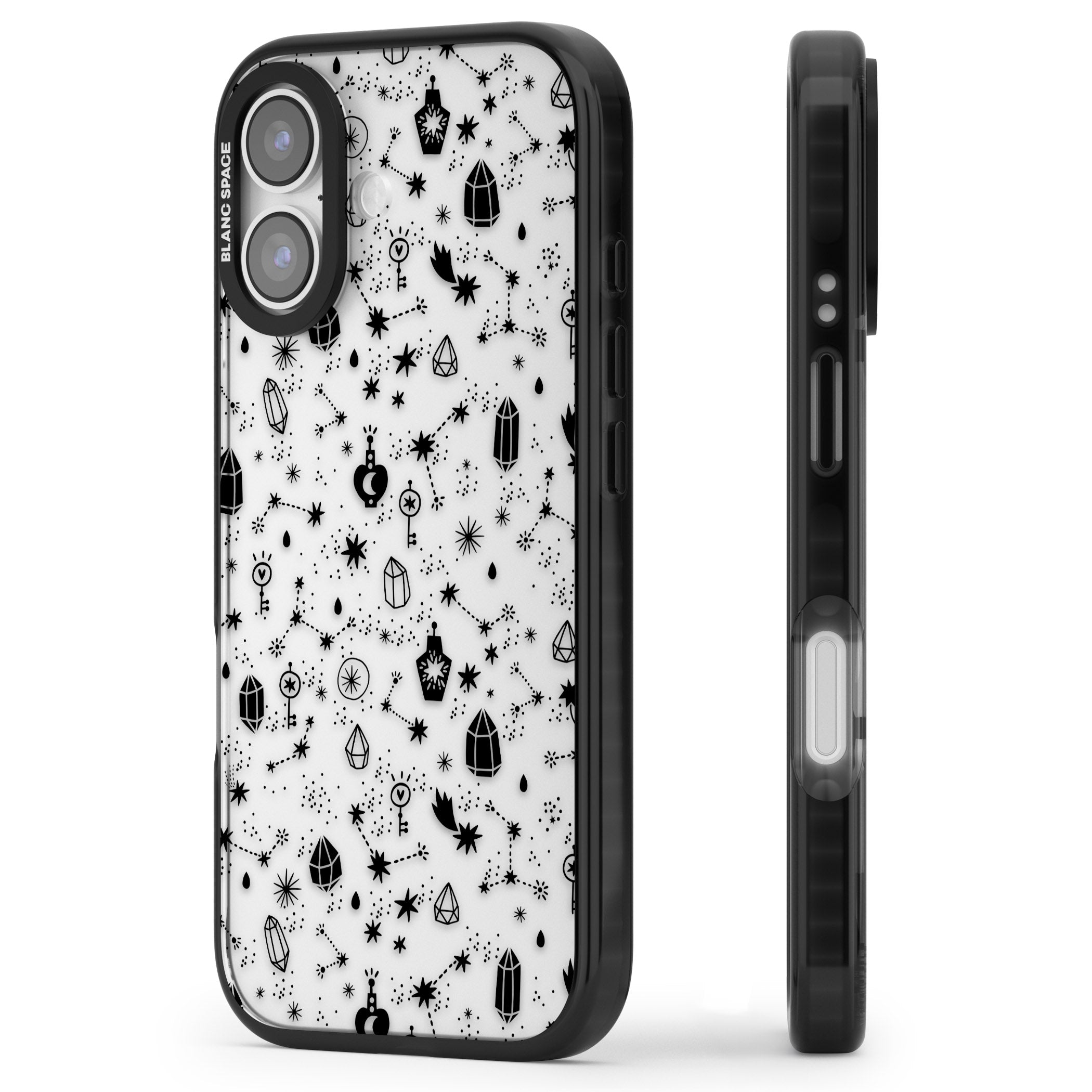 Black Cosmic Crystal iPhone 17 Impact Black Phone Case Side Profile