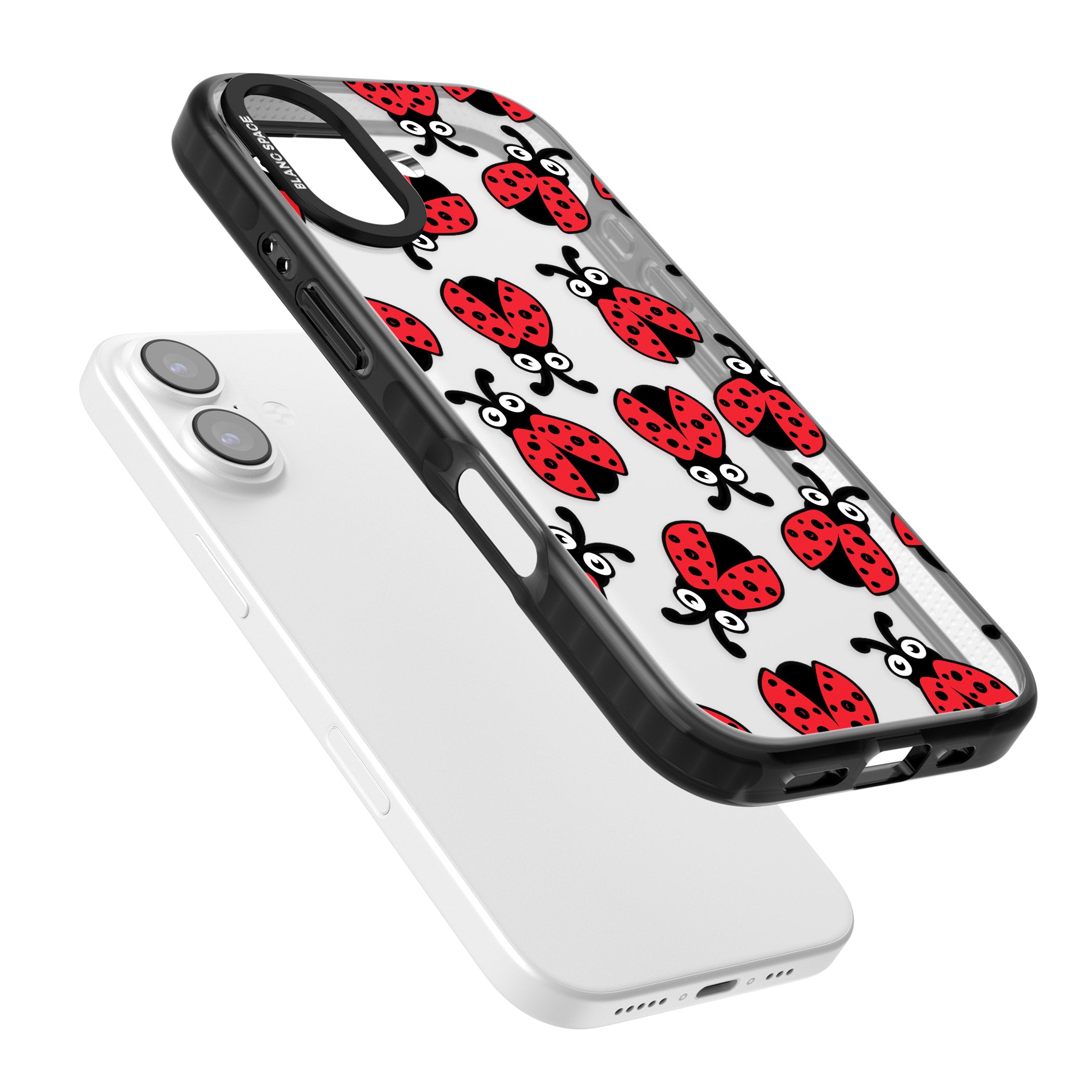 Ladybug Pattern iPhone 17 Impact Black Phone Case Colours
