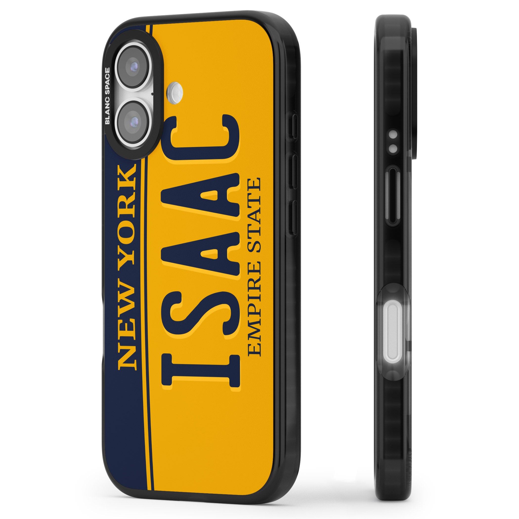 Personalised New York License Plate iPhone 17 Impact Black Phone Case Side Profile
