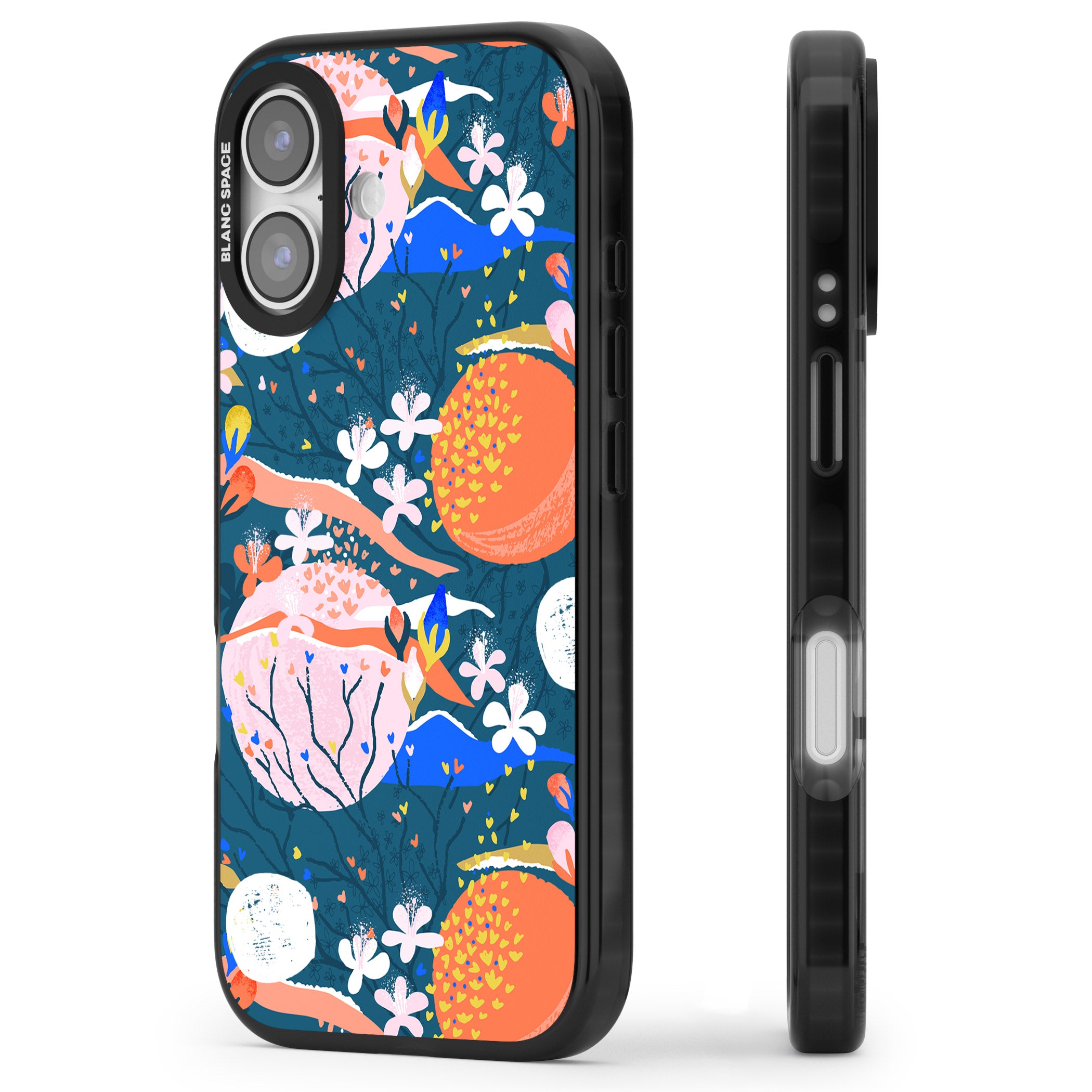 Vibrant Coral Pattern iPhone 17 Impact Pro Black Phone Case Side Profile
