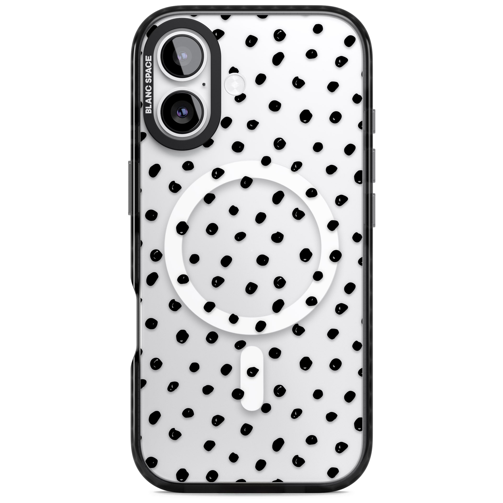 Messy Black Dot Pattern iPhone 17 Impact Pro Black Phone Case