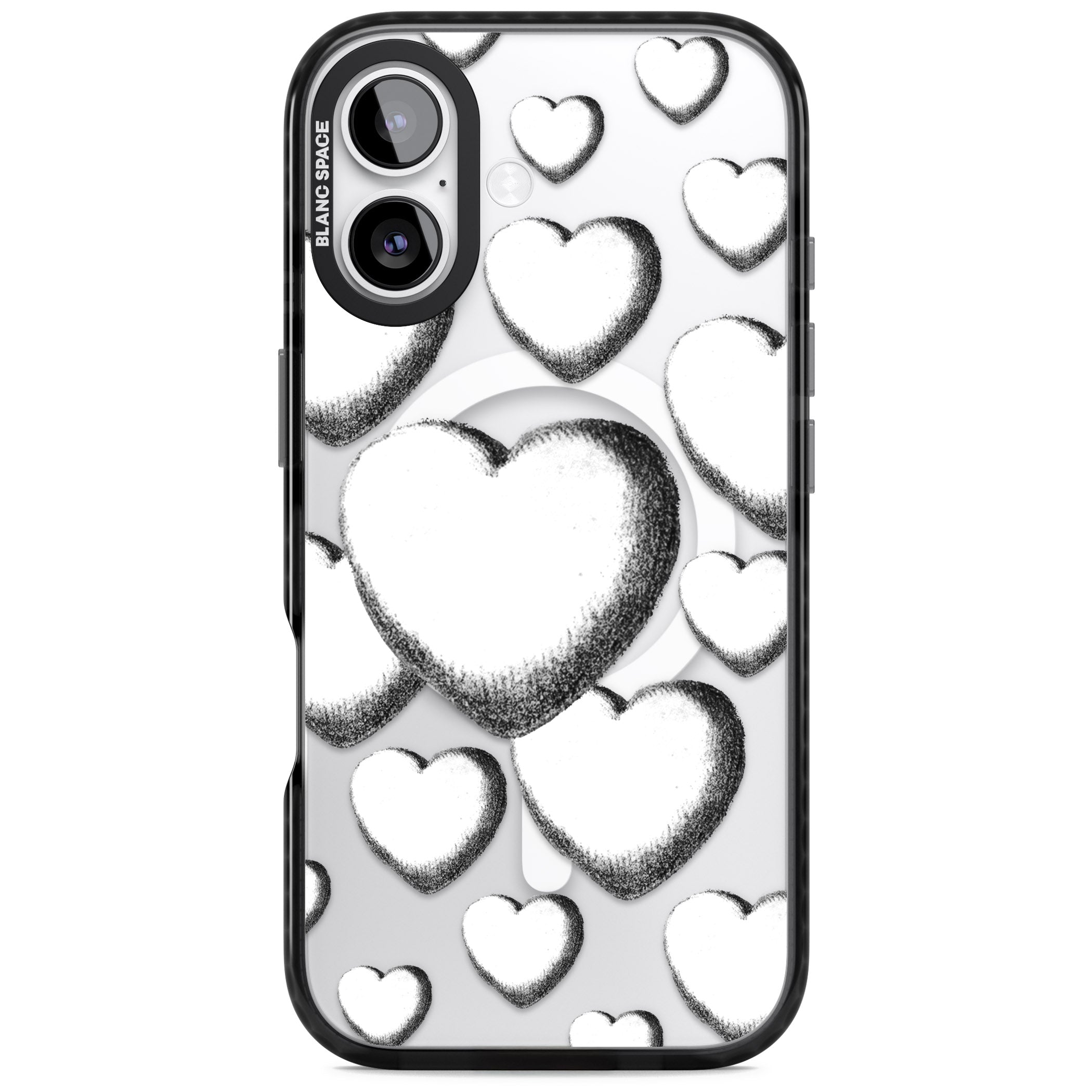 Hand Drawn Hearts iPhone 17 Impact Pro Black Phone Case