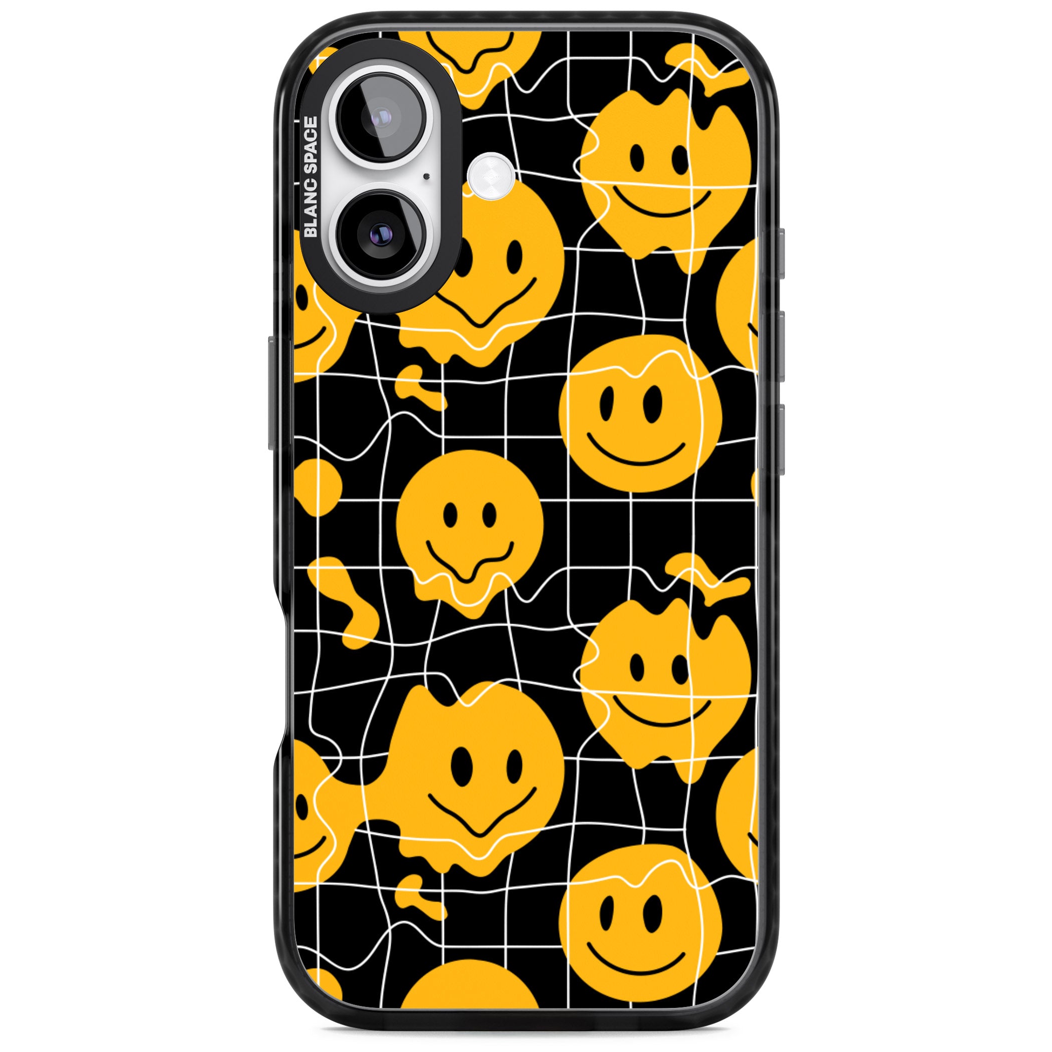 Acid Face Grid Pattern iPhone 17 Impact Pro Black Phone Case
