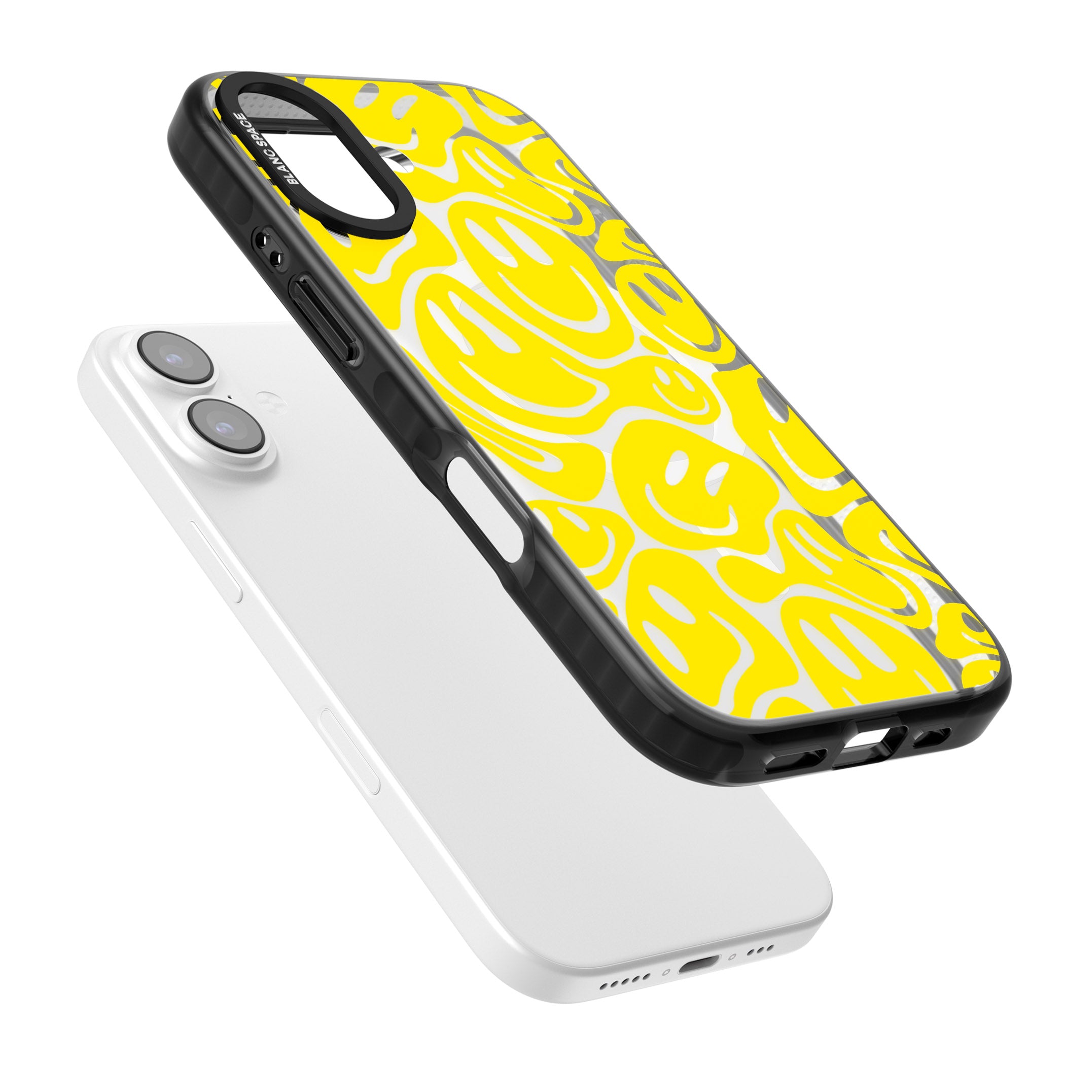 Yellow Acid Faces iPhone 17 Impact Pro Black Phone Case Colours