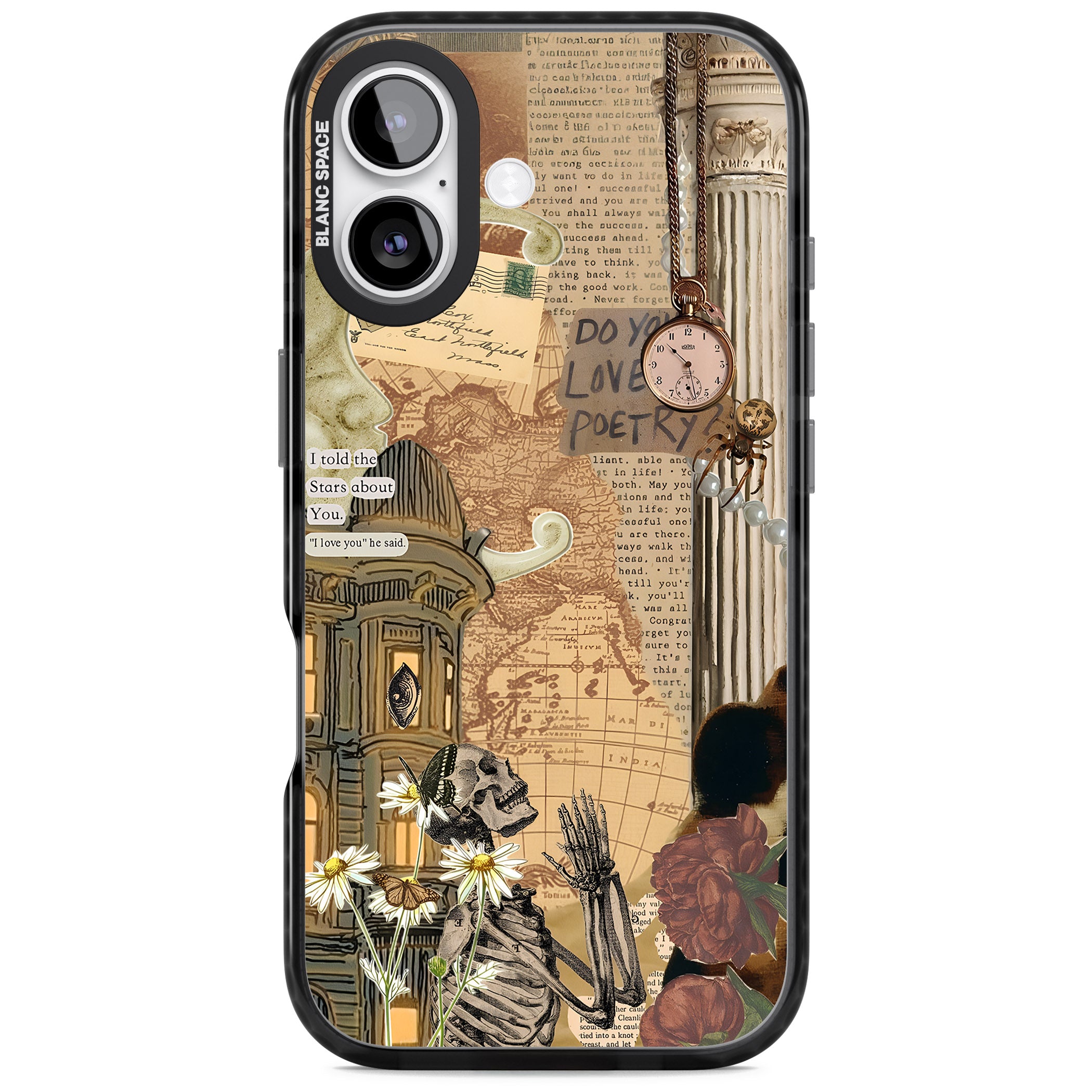 Skeleton Poetry iPhone 17 Impact Pro Black Phone Case