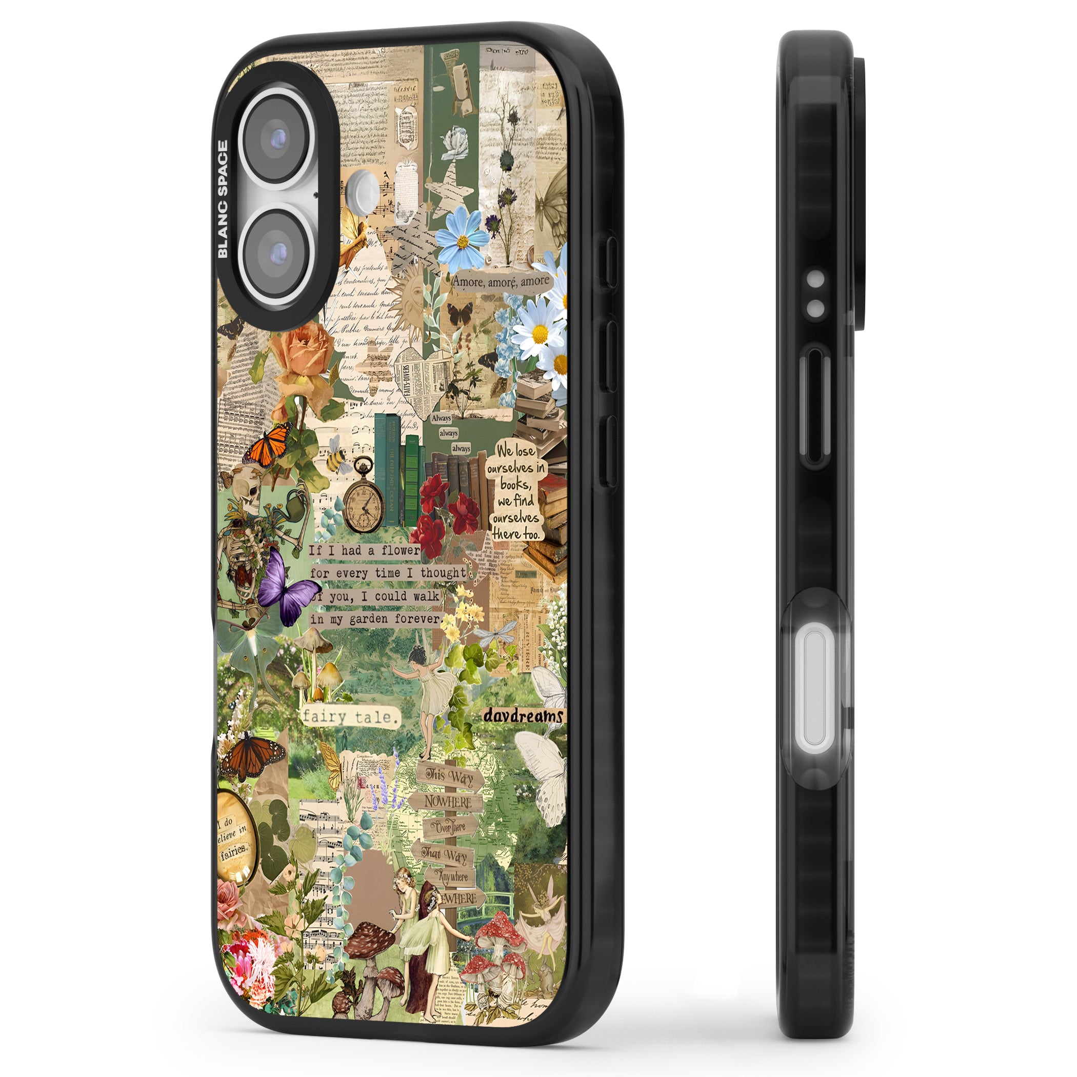 Enchanted Collage iPhone 17 Impact Pro Black Phone Case Side Profile
