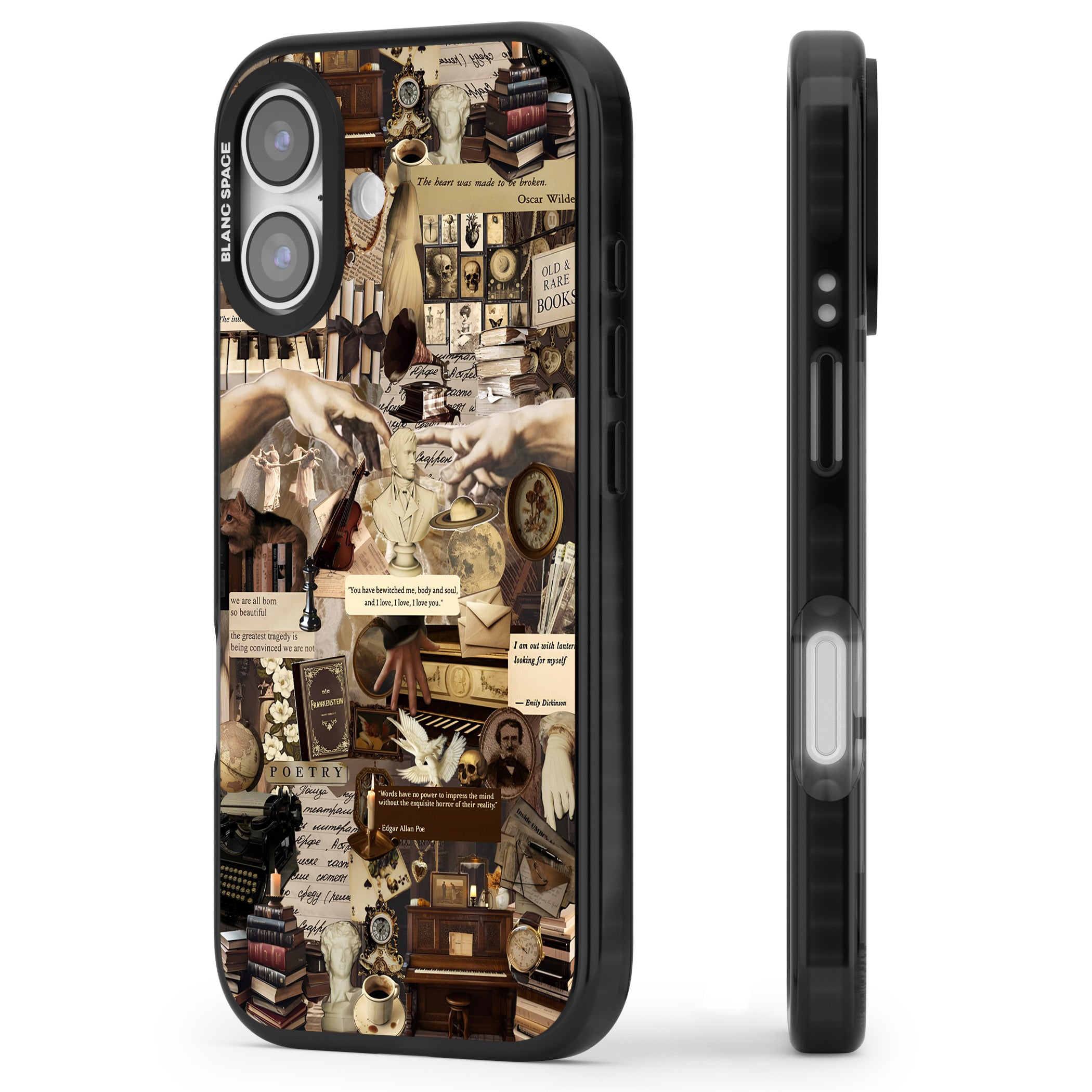 Antique Collage iPhone 17 Impact Pro Black Phone Case Side Profile
