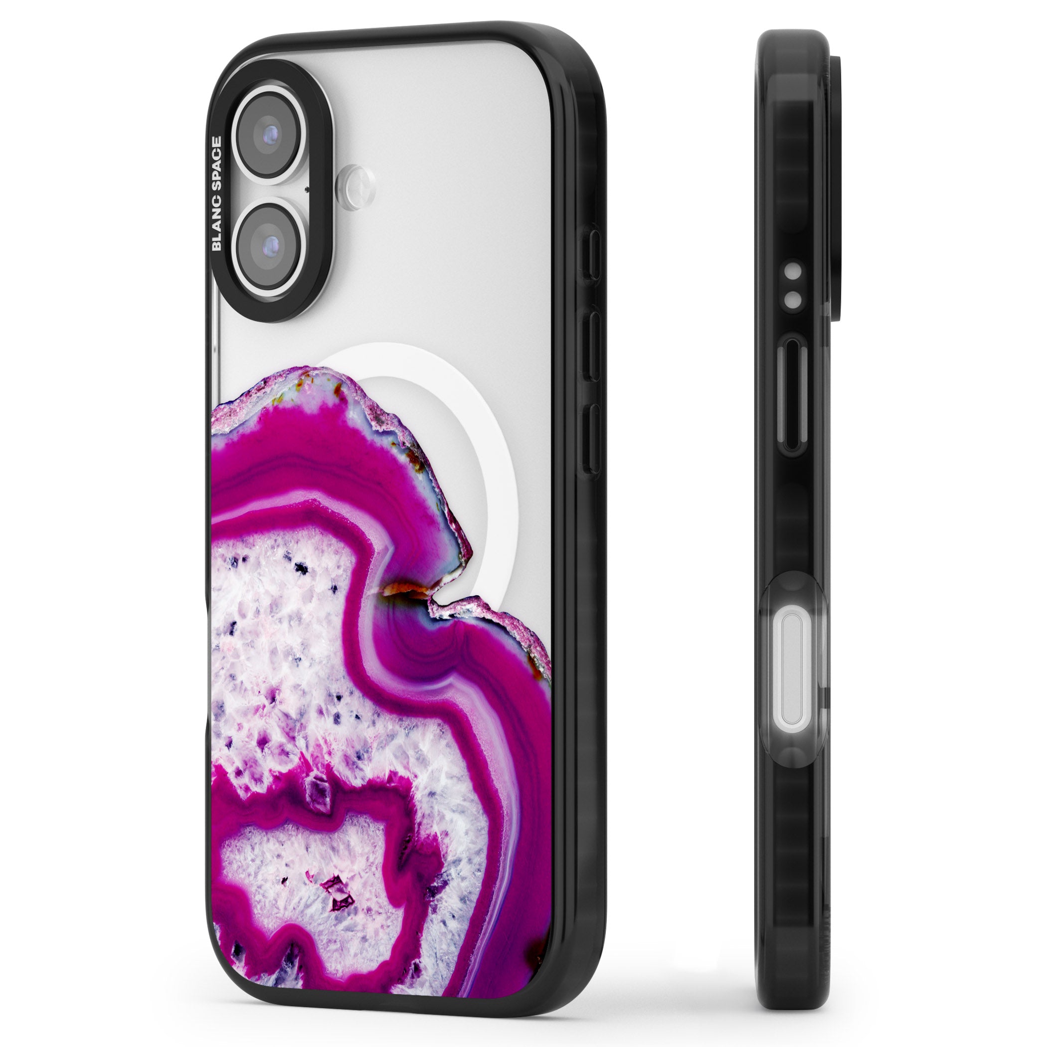 Violet Crystal Agate iPhone 17 Impact Pro Black Phone Case Side Profile