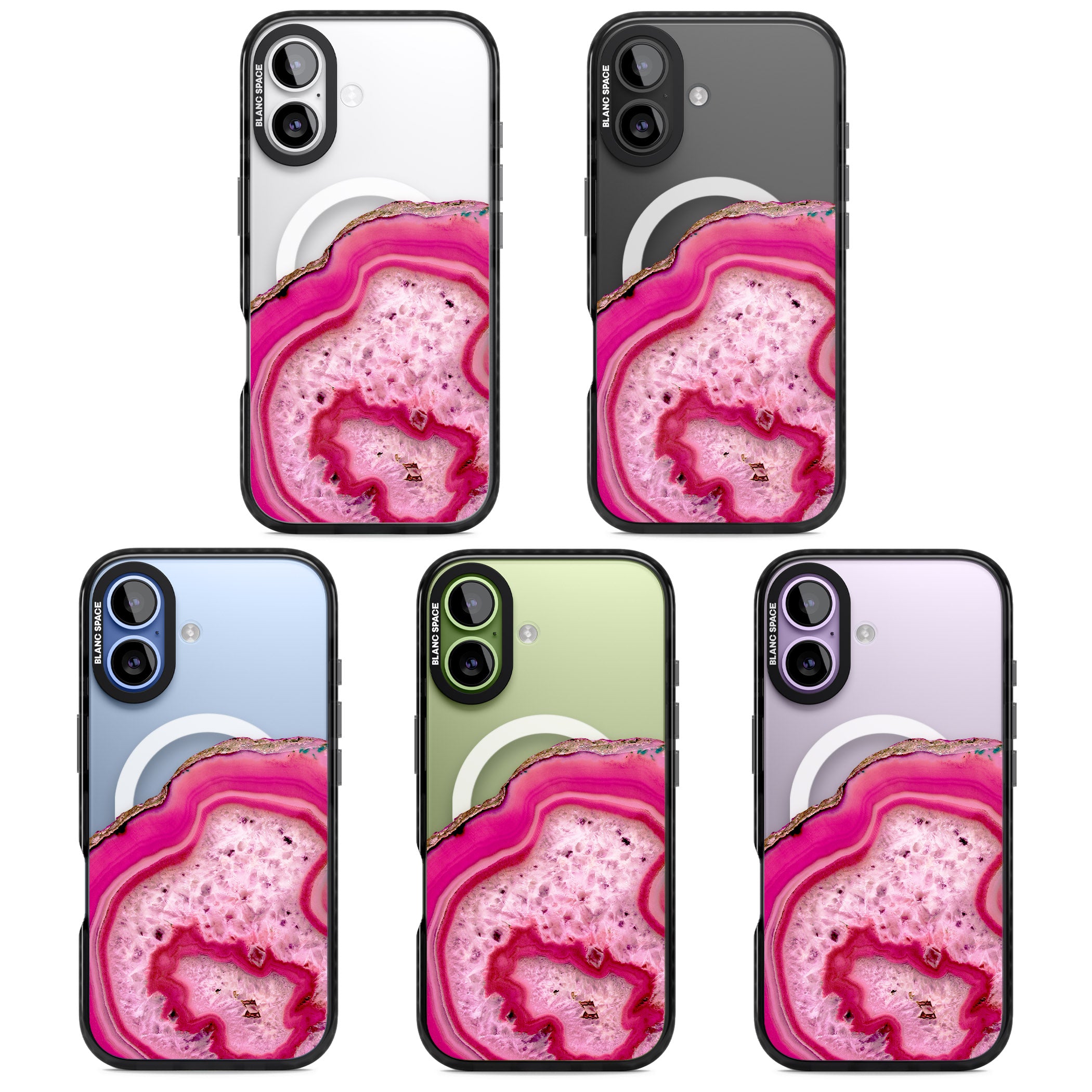 Pink Geode Crystal iPhone 17 Impact Pro Black Phone Case APT Impact Protection