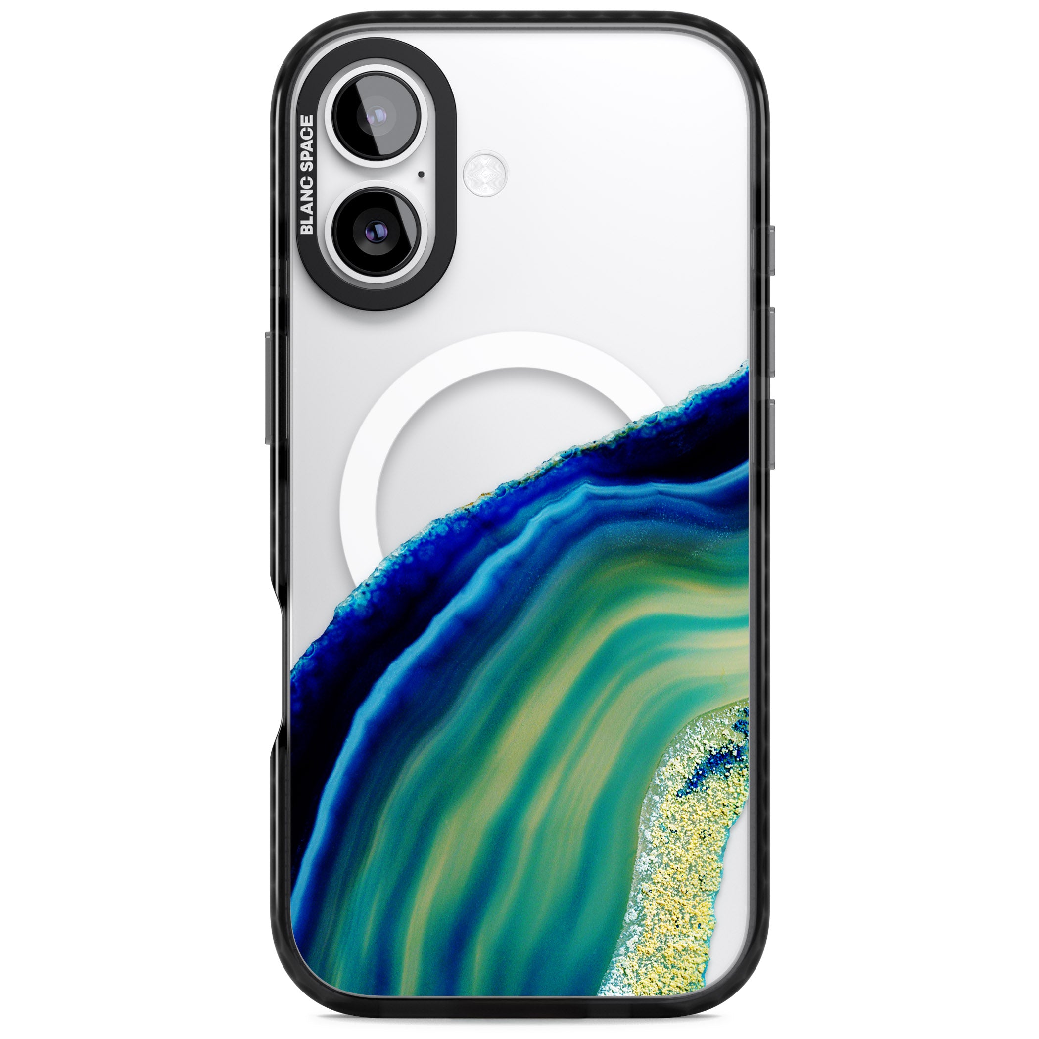 Green & Blue Emerald Geode iPhone 17 Impact Pro Black Phone Case