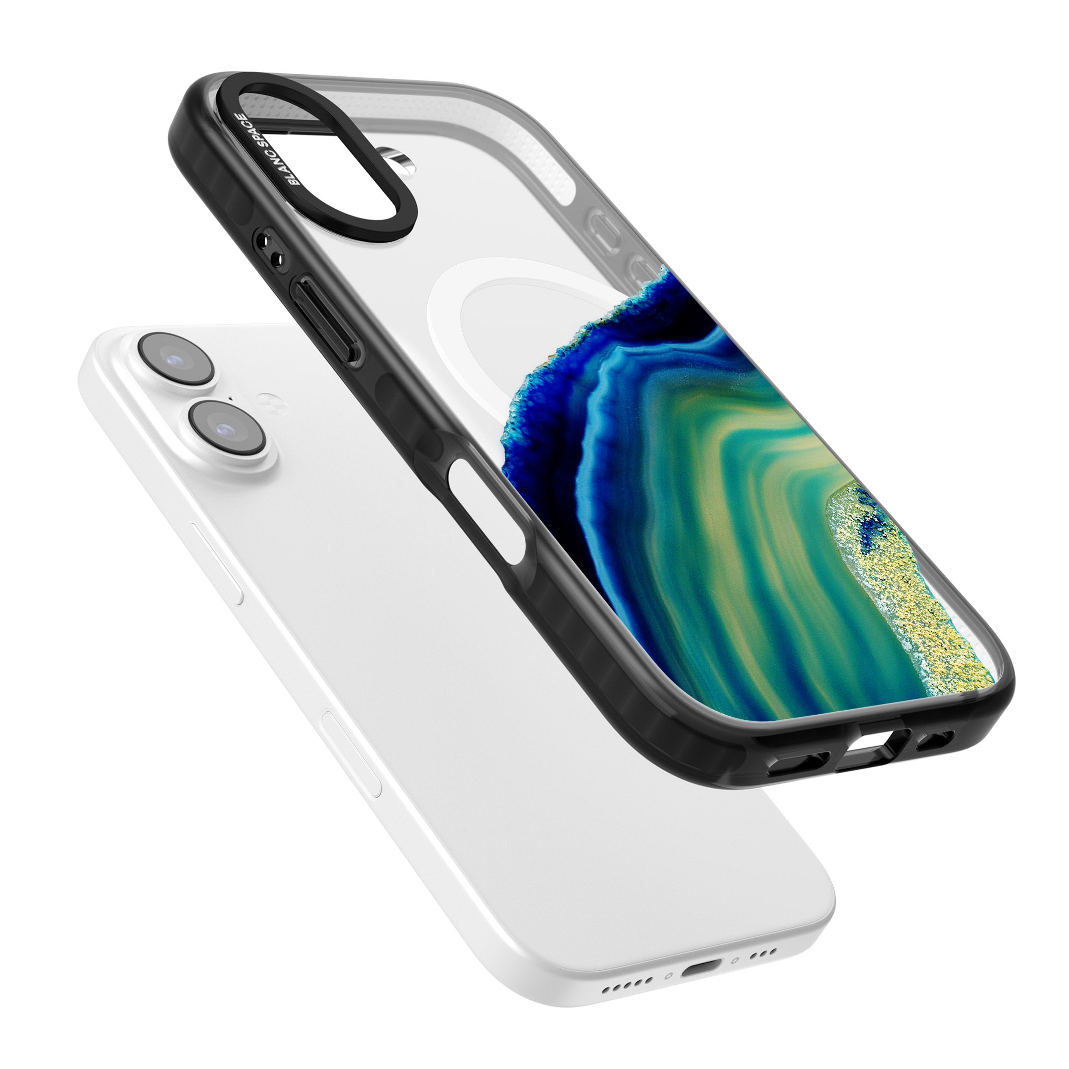 Green & Blue Emerald Geode iPhone 17 Impact Pro Black Phone Case Colours