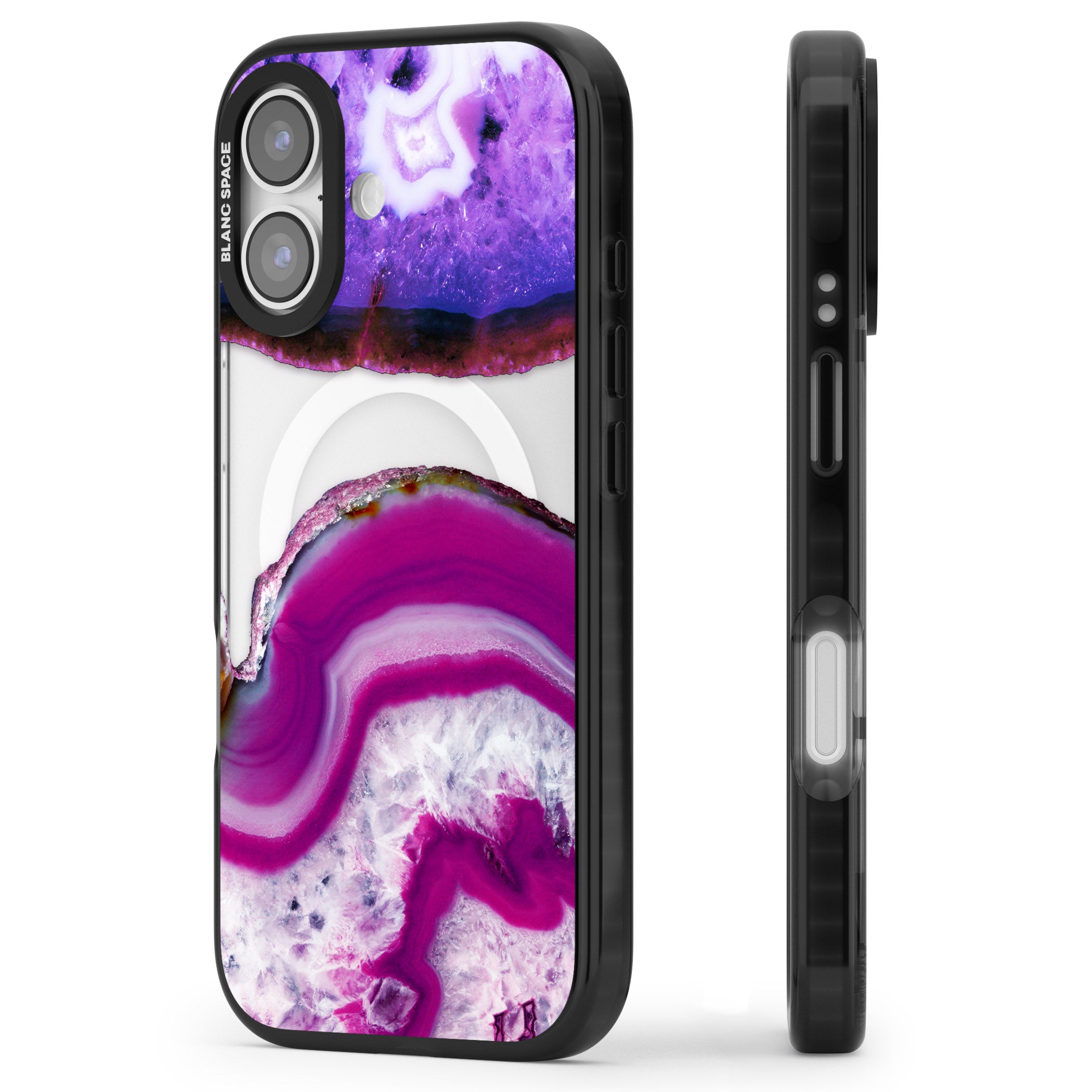 Amethyst Crystal Slice iPhone 17 Impact Pro Black Phone Case Side Profile