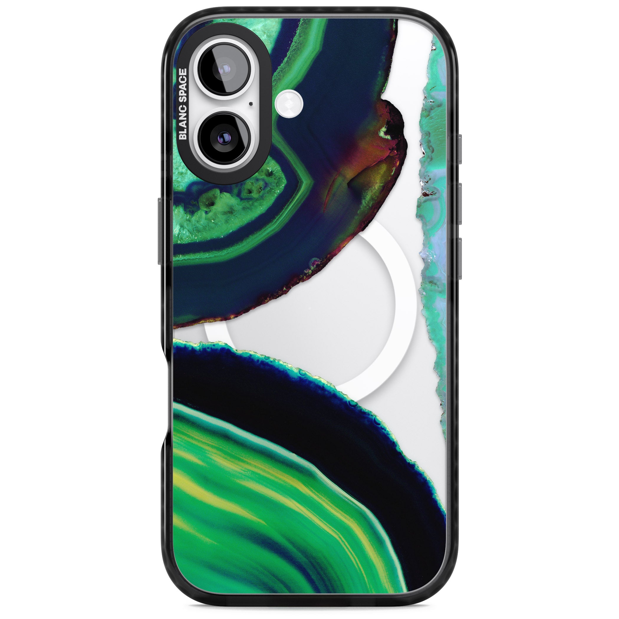 Green Geode Glow iPhone 17 Impact Pro Black Phone Case