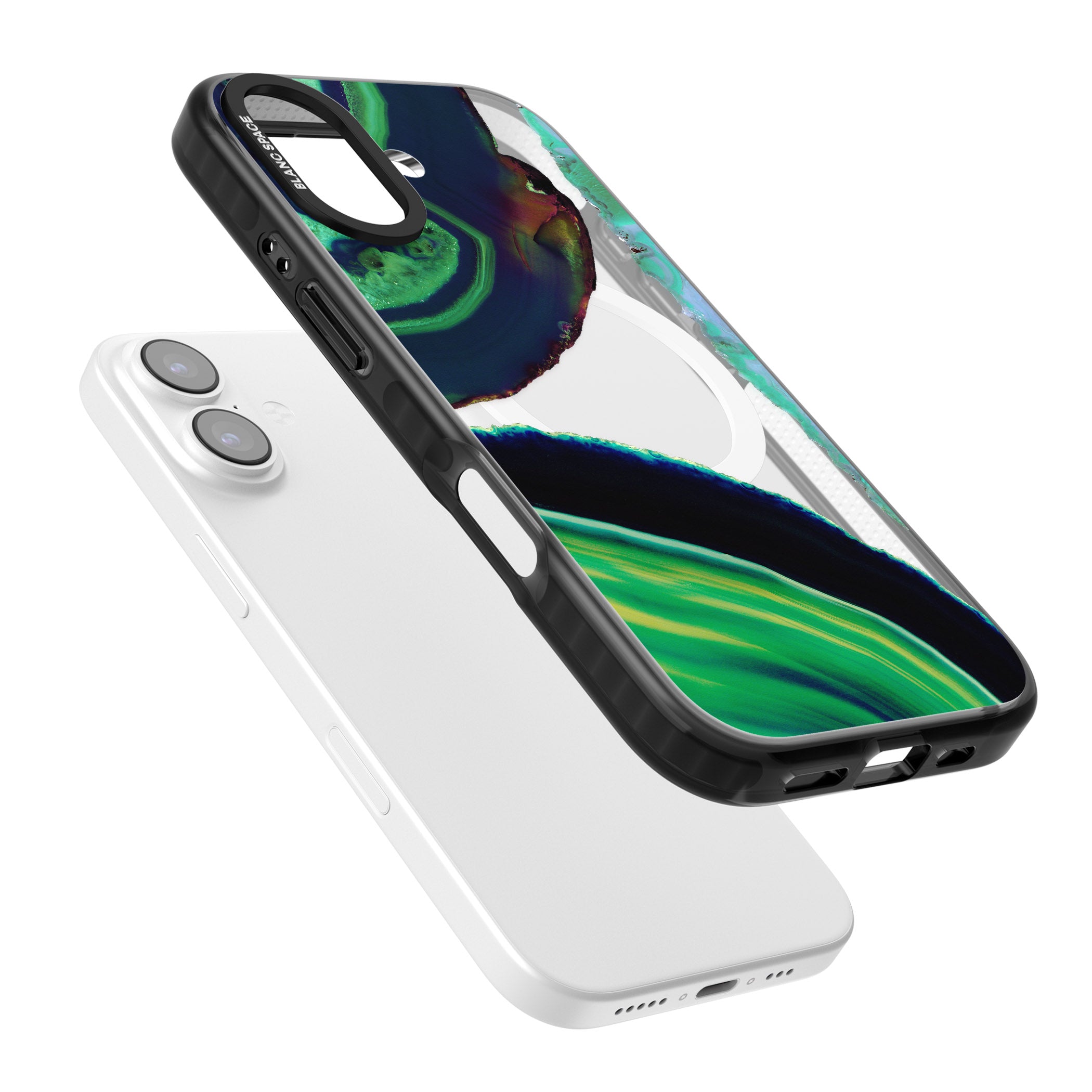 Green Geode Glow iPhone 17 Impact Pro Black Phone Case Colours