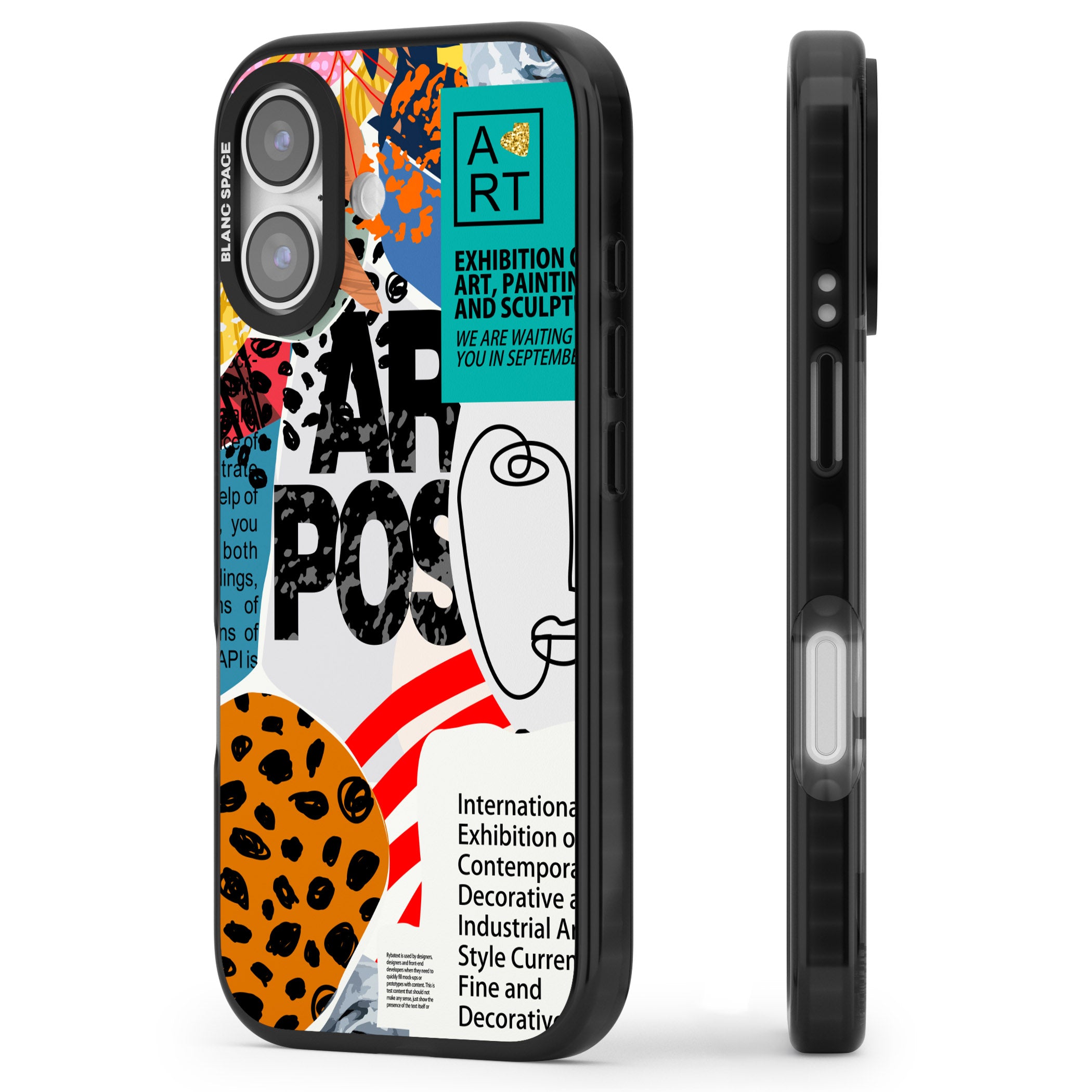 Abstract Art Poster iPhone 17 Impact Pro Black Phone Case Side Profile