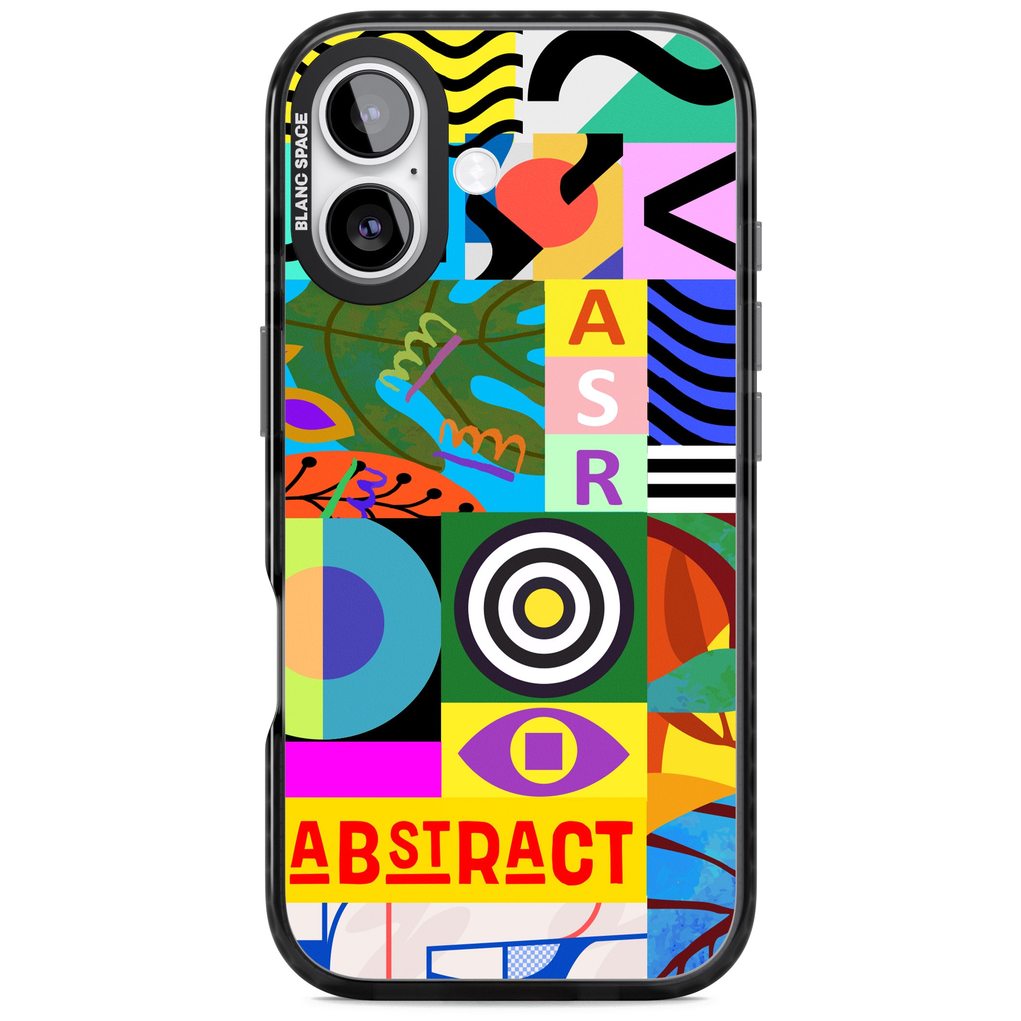 Abstract Pattern Patchwork iPhone 17 Impact Pro Black Phone Case