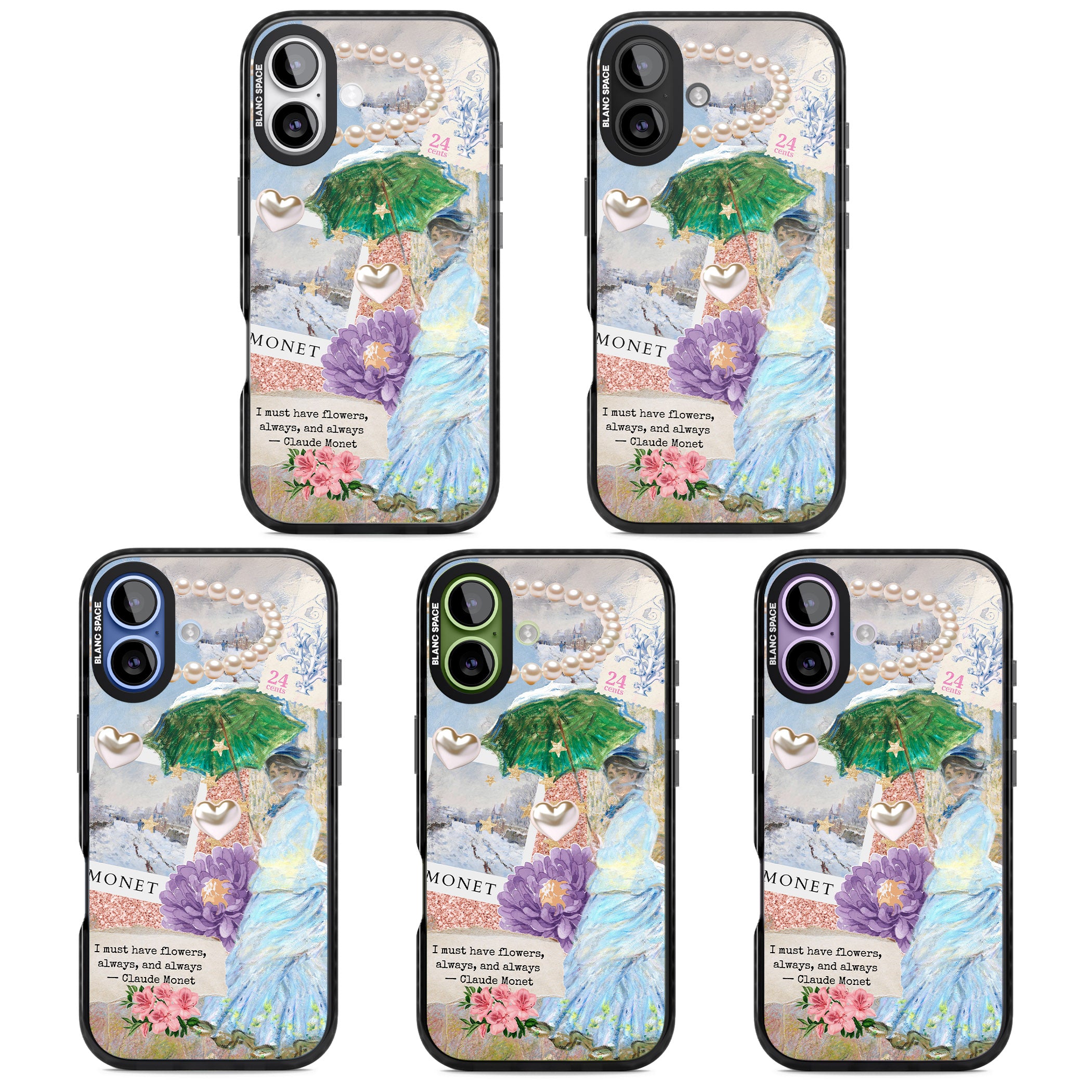Monet 'Must Have Flowers' Collage iPhone 17 Impact Pro Black Phone Case APT Impact Protection