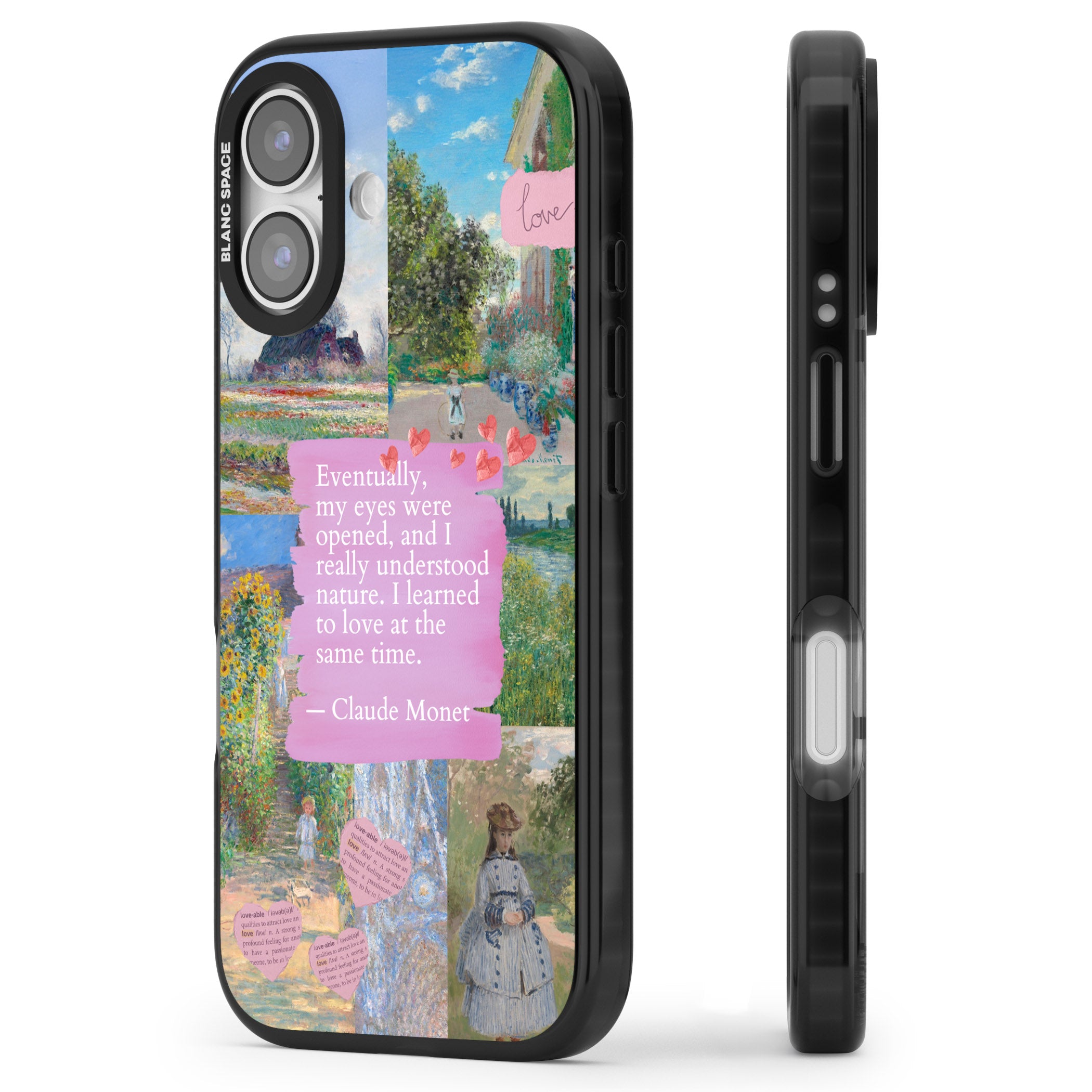 Monet 'Eyes Were Opened' Collage iPhone 17 Impact Pro Black Phone Case Side Profile