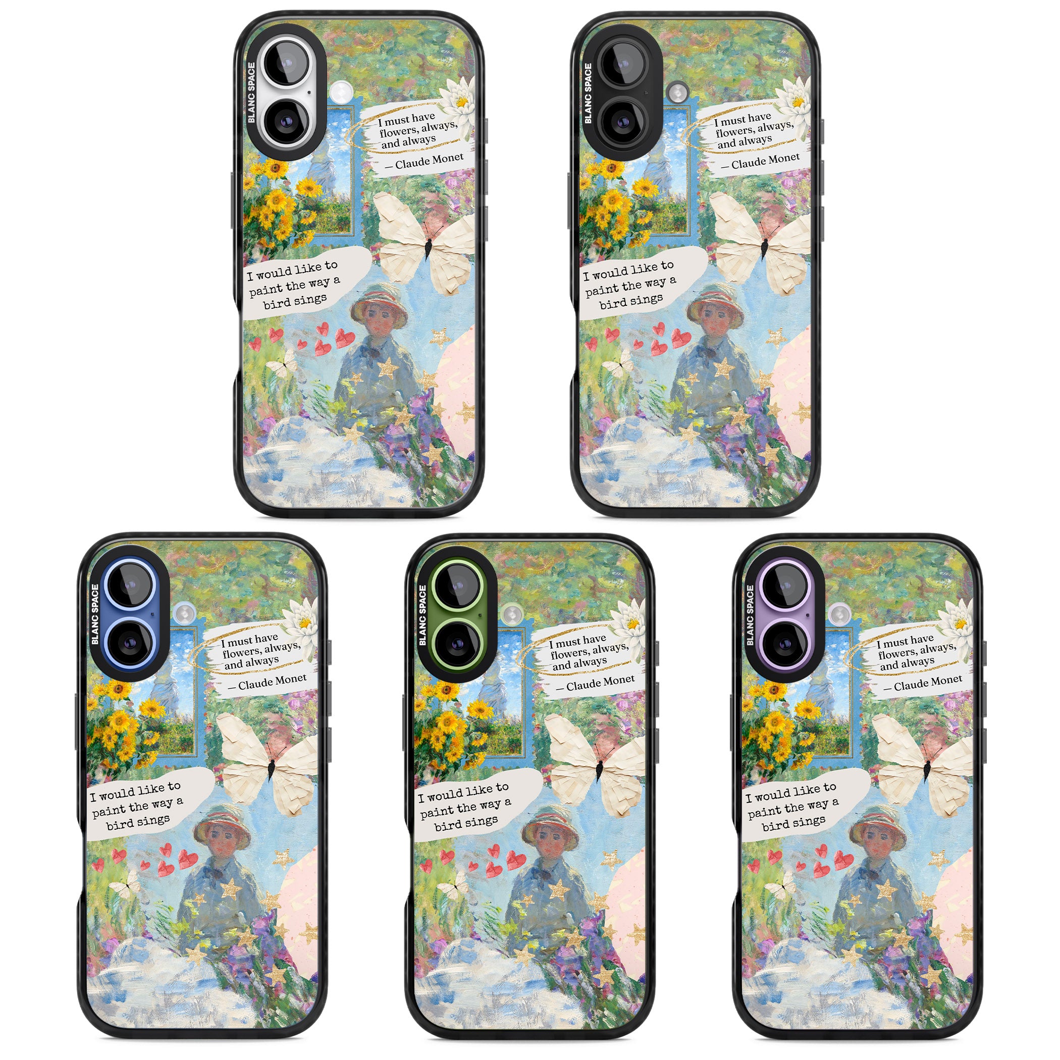 Monet 'Way A Bird Sings' Collage iPhone 17 Impact Pro Black Phone Case APT Impact Protection