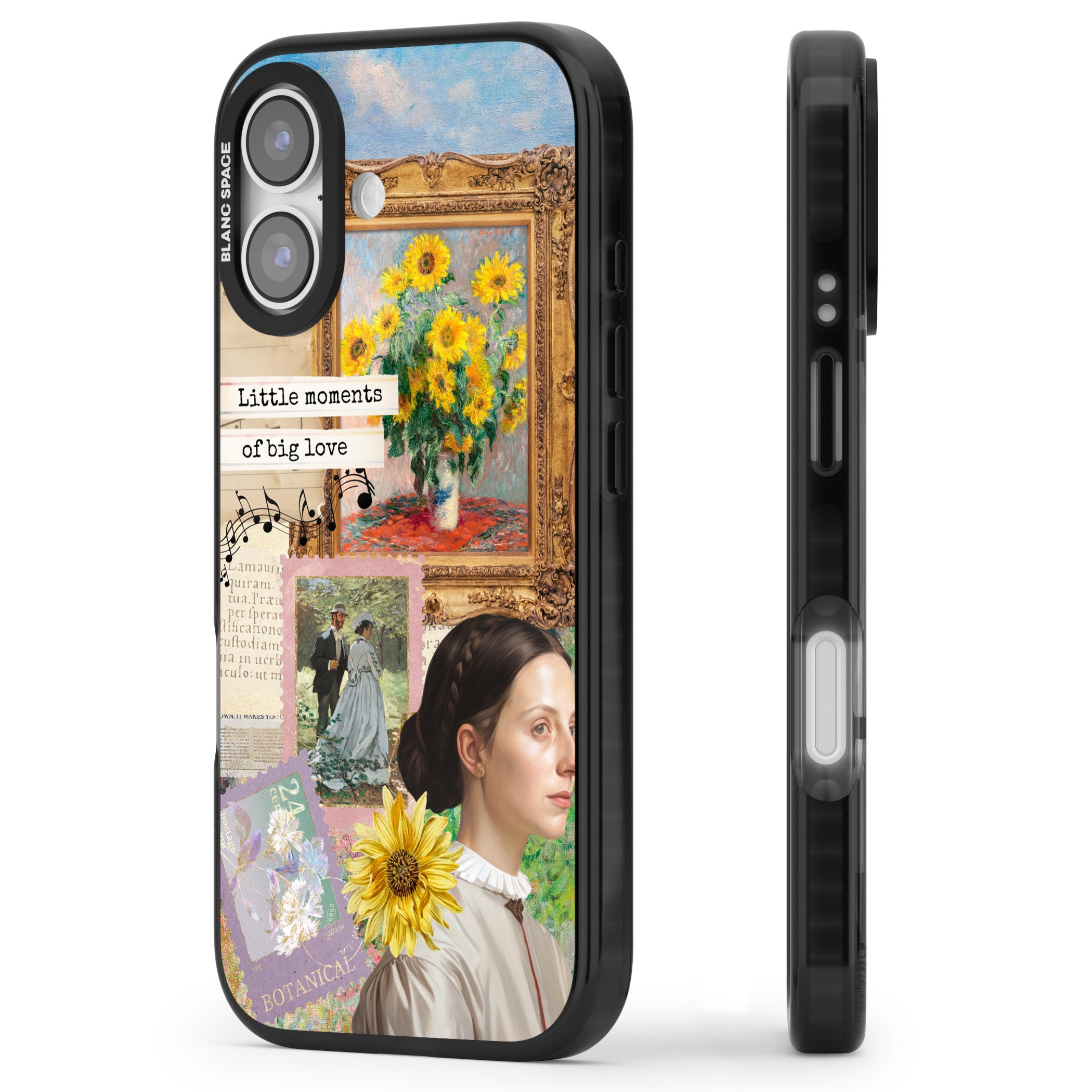 Monet 'Little Moments' Collage iPhone 17 Impact Pro Black Phone Case Side Profile