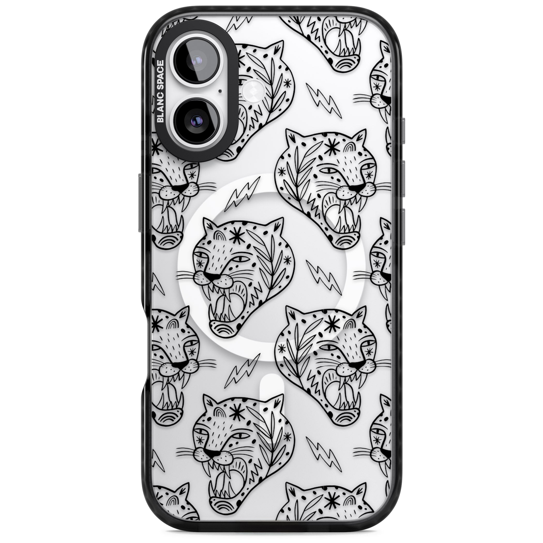 Black Tiger Roar Pattern iPhone 17 Impact Pro Black Phone Case