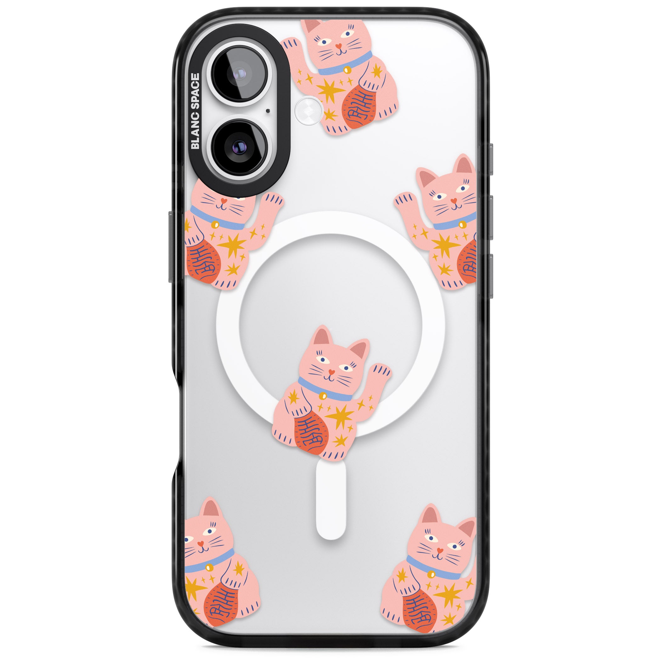 Waving Cat Pattern iPhone 17 Impact Pro Black Phone Case