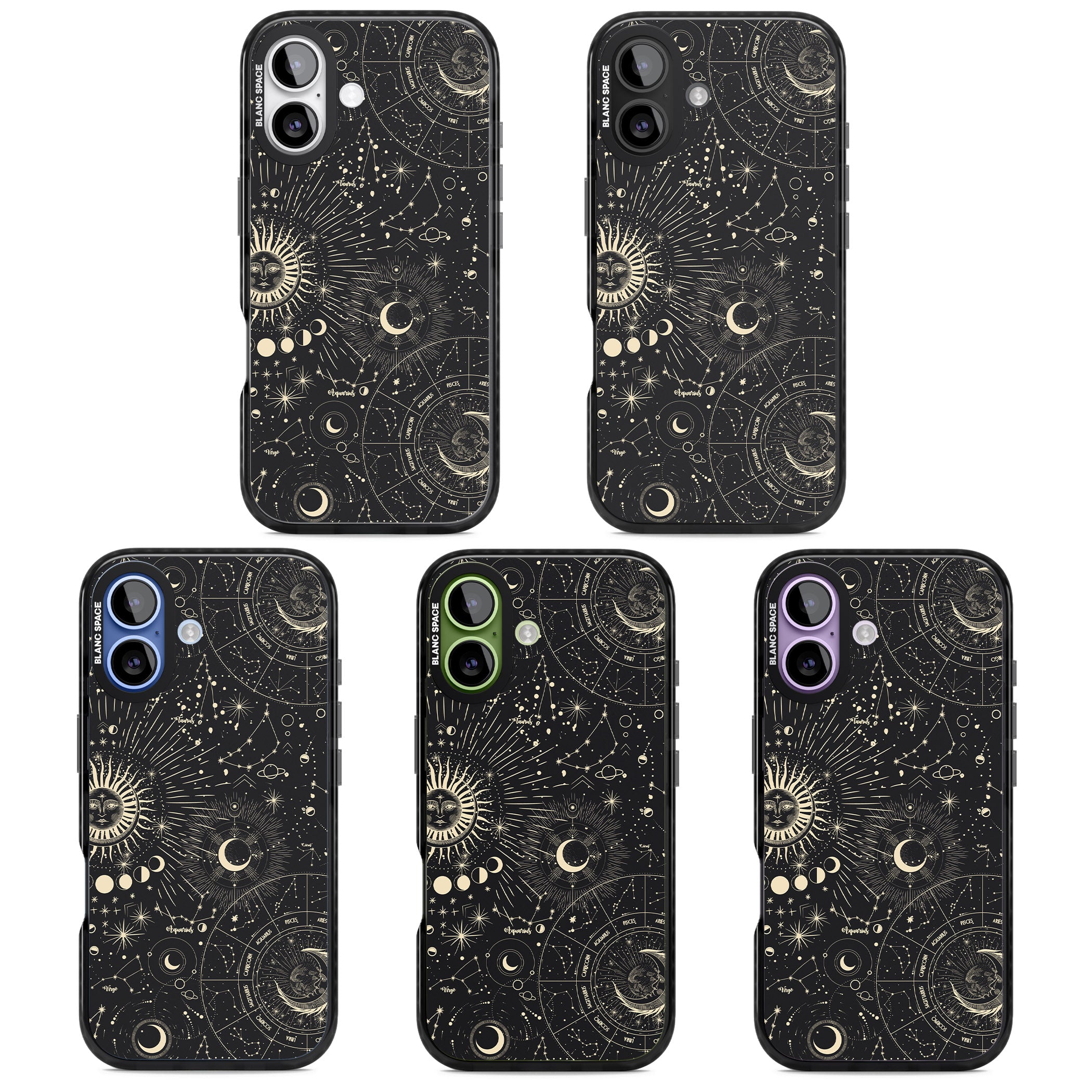 Suns & Zodiac Celestial Chart iPhone 17 Impact Pro Black Phone Case APT Impact Protection