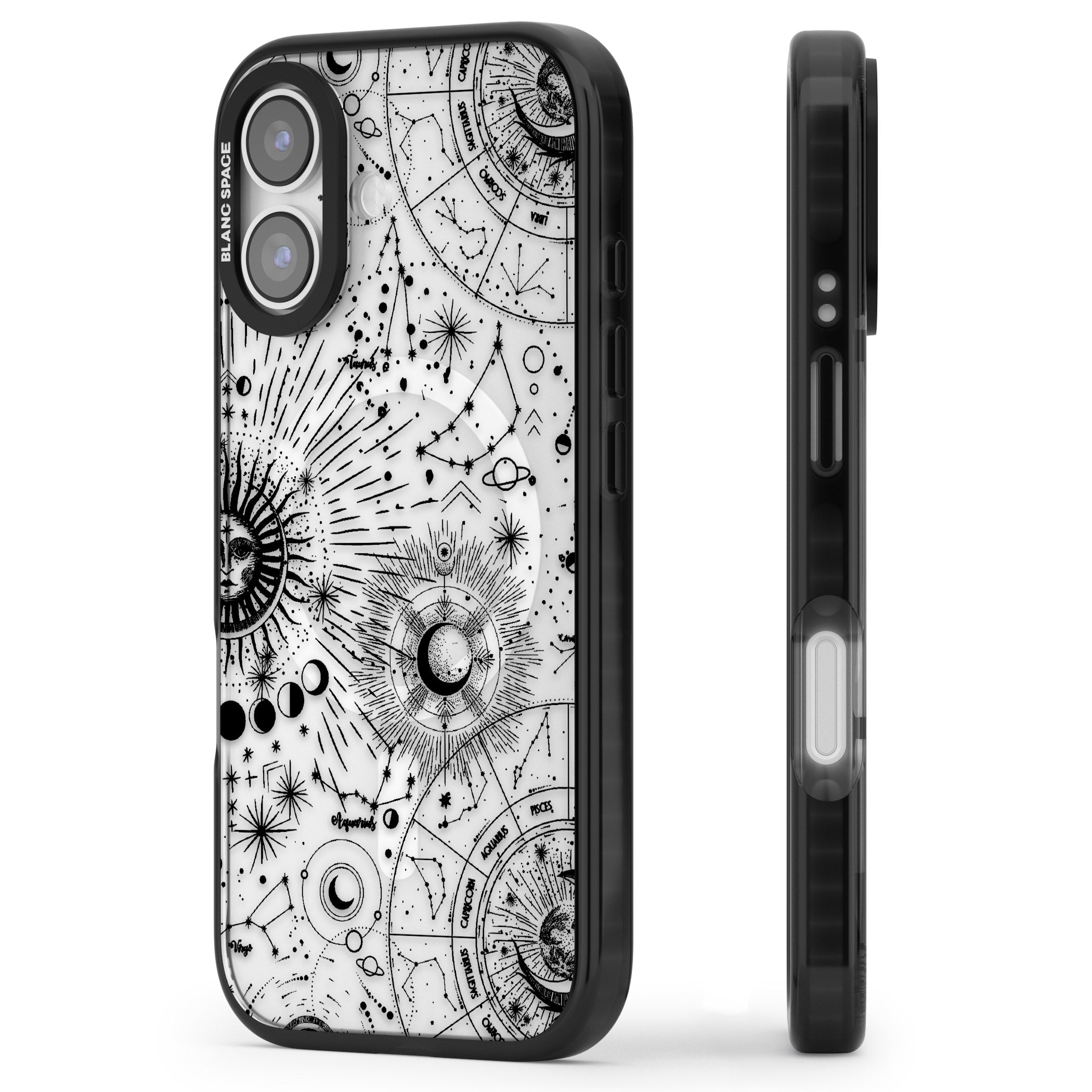 Celestial Chart iPhone 17 Impact Pro Black Phone Case Side Profile