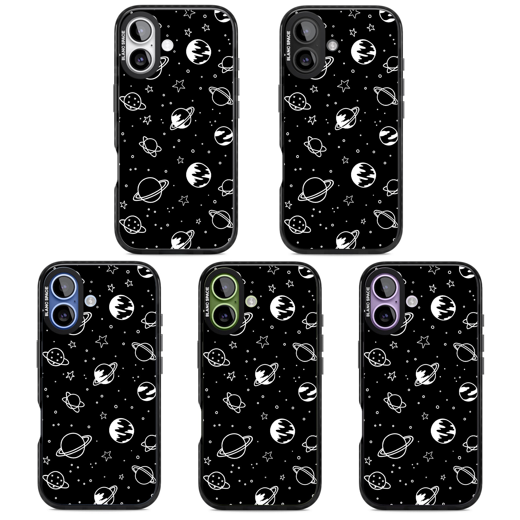 Cosmic Sketch White Black iPhone 17 Impact Pro Black Phone Case APT Impact Protection