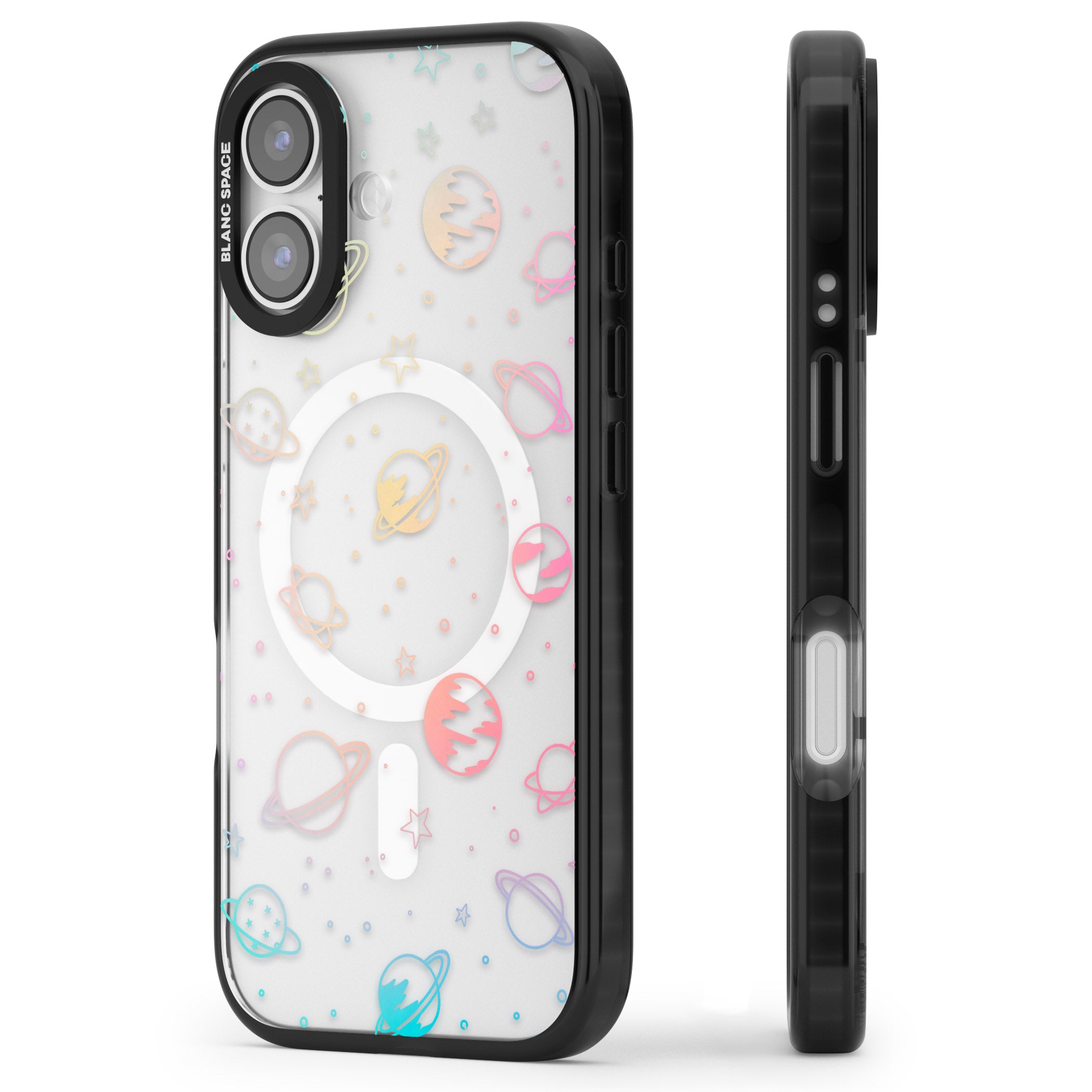 Pastel Space Universe iPhone 17 Impact Pro Black Phone Case Side Profile