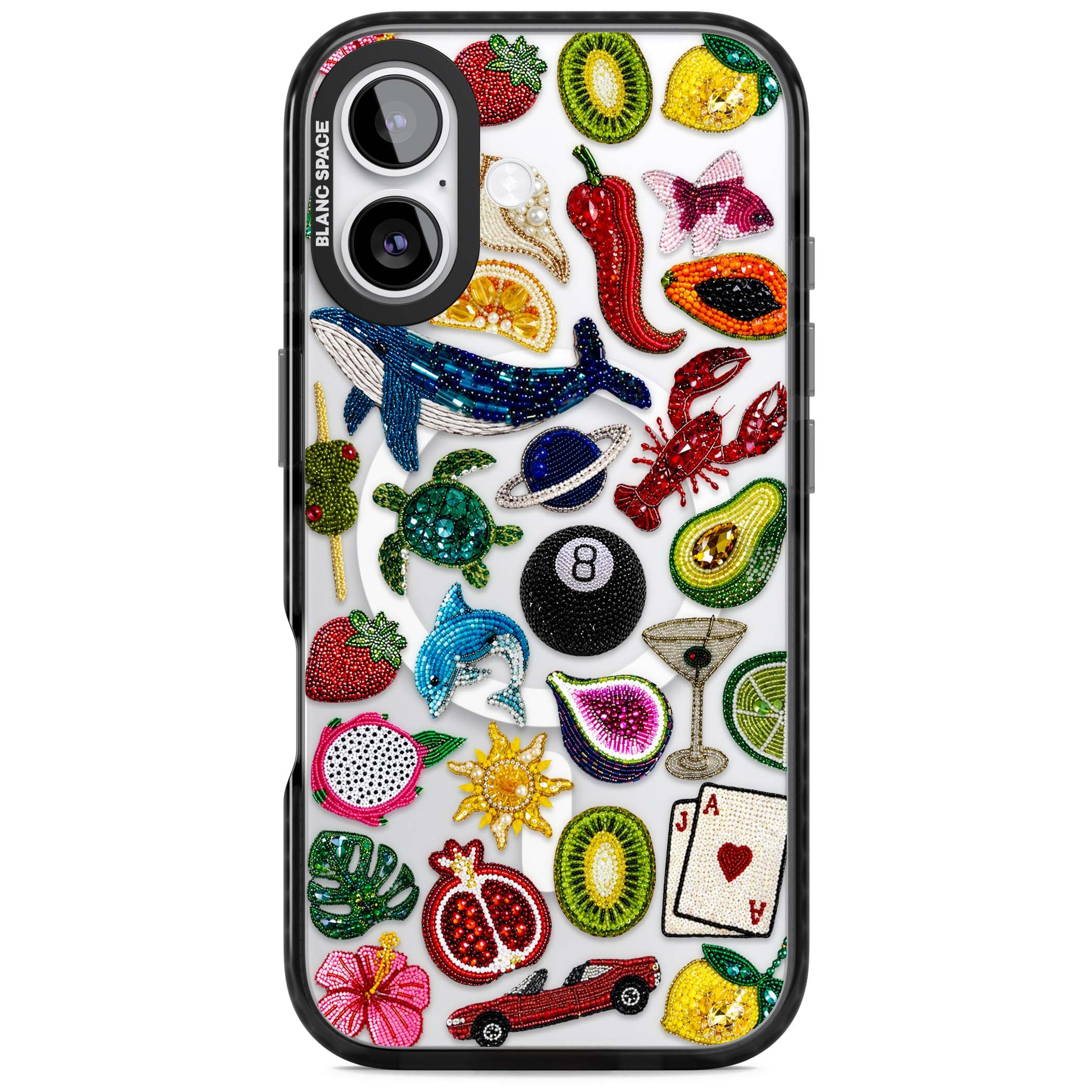 Beaded Mix cute iPhone case | Black Impact Magsafe case for iPhone 17