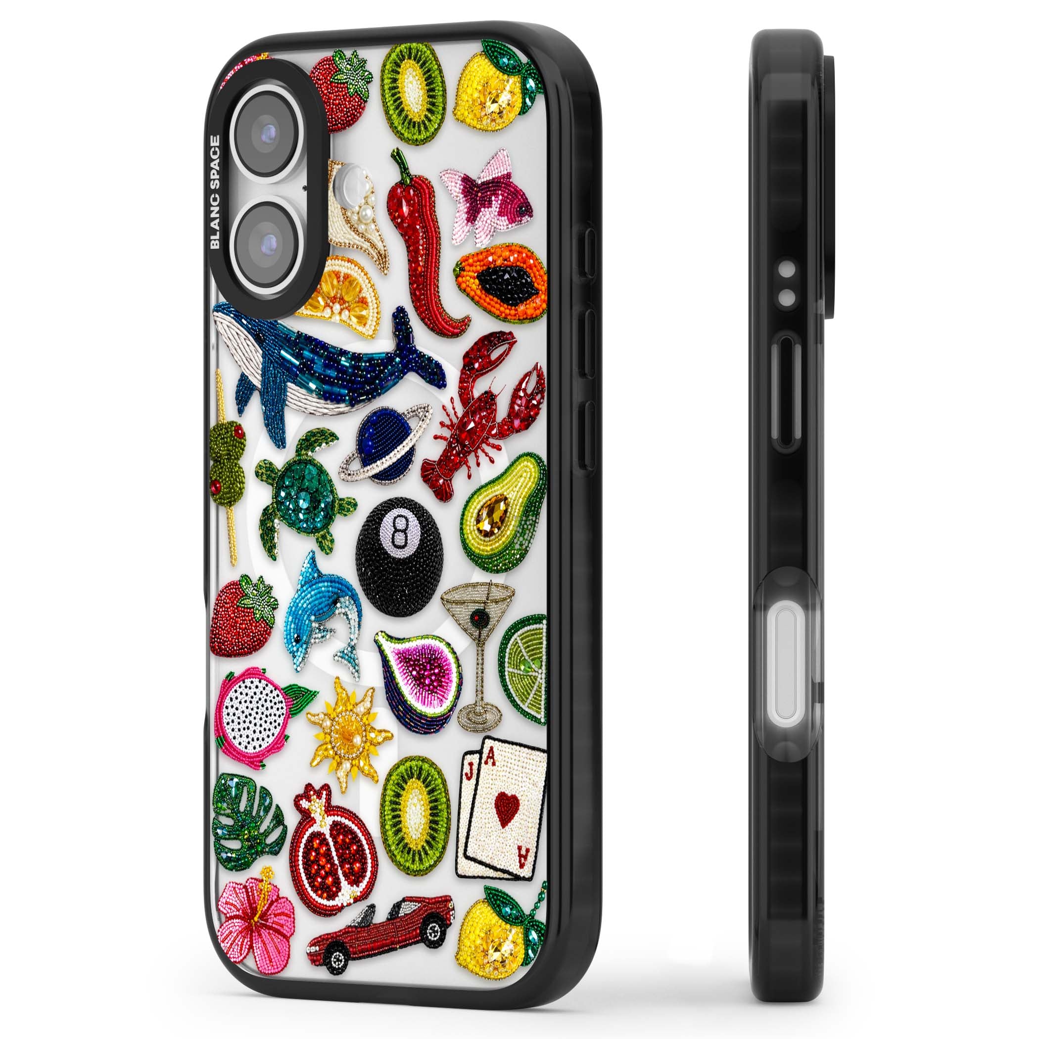 Beaded Mix cute iPhone case | Black Impact Magsafe case for iPhone 17
