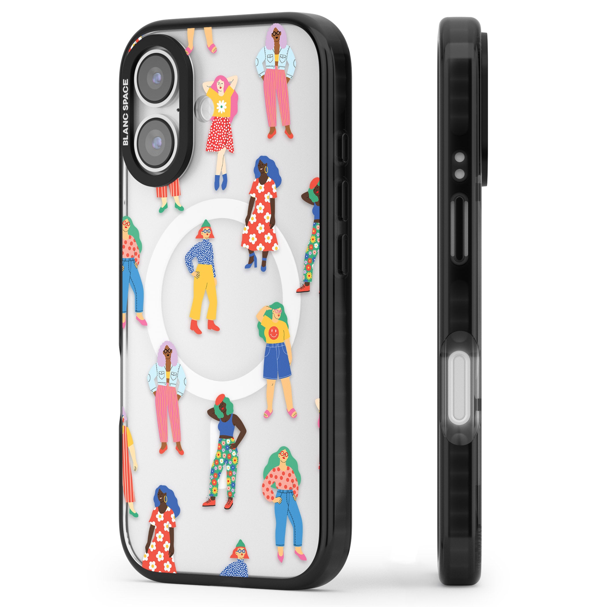 Girls Pattern iPhone 17 Impact Pro Black Phone Case Side Profile