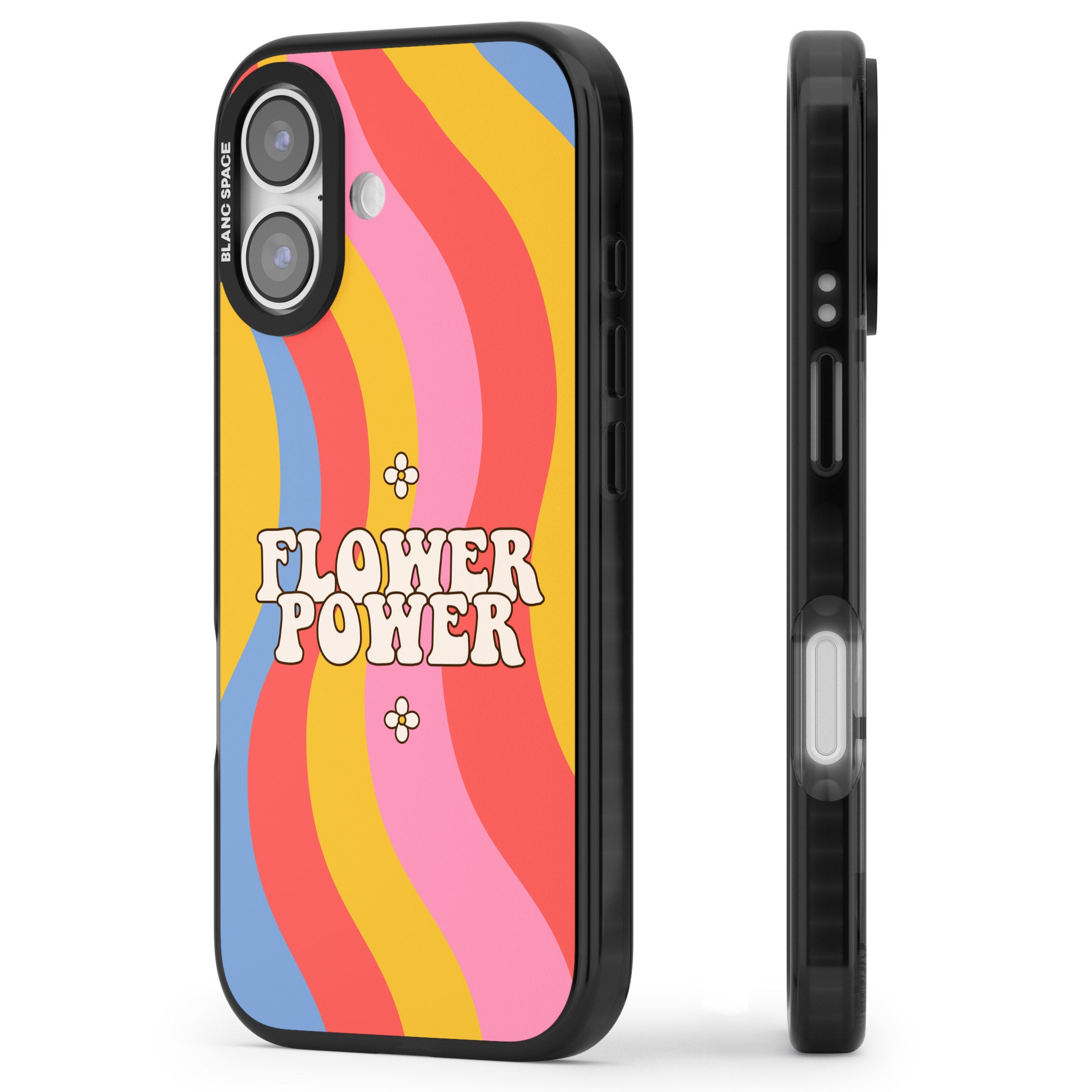 Melting Flower Power iPhone 17 Impact Pro Black Phone Case Side Profile