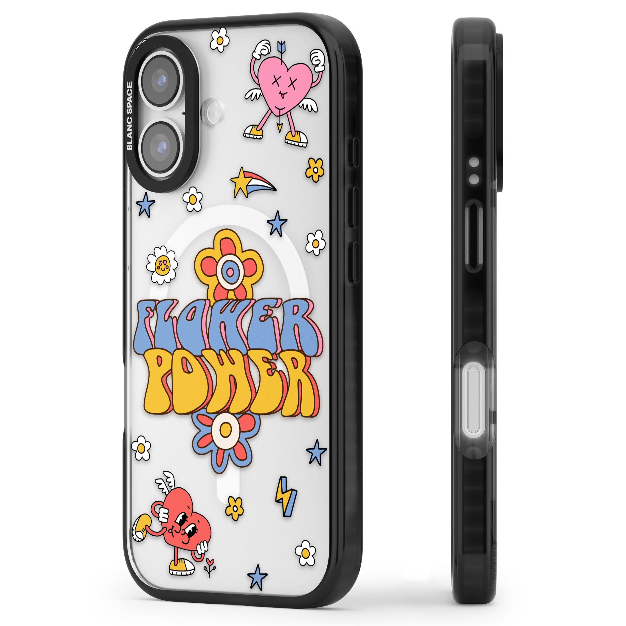 Flower Power iPhone 17 Impact Pro Black Phone Case Side Profile