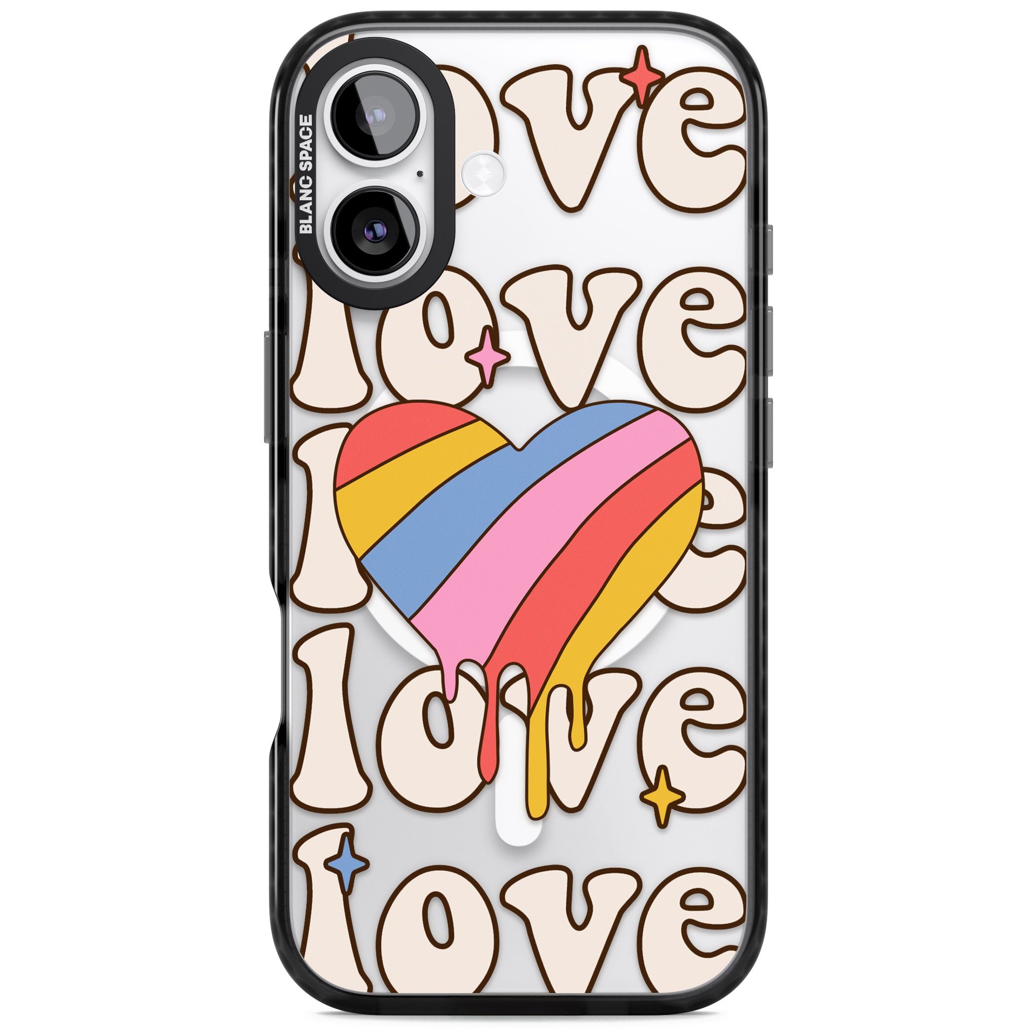 Groovy Love iPhone 17 Impact Pro Black Phone Case