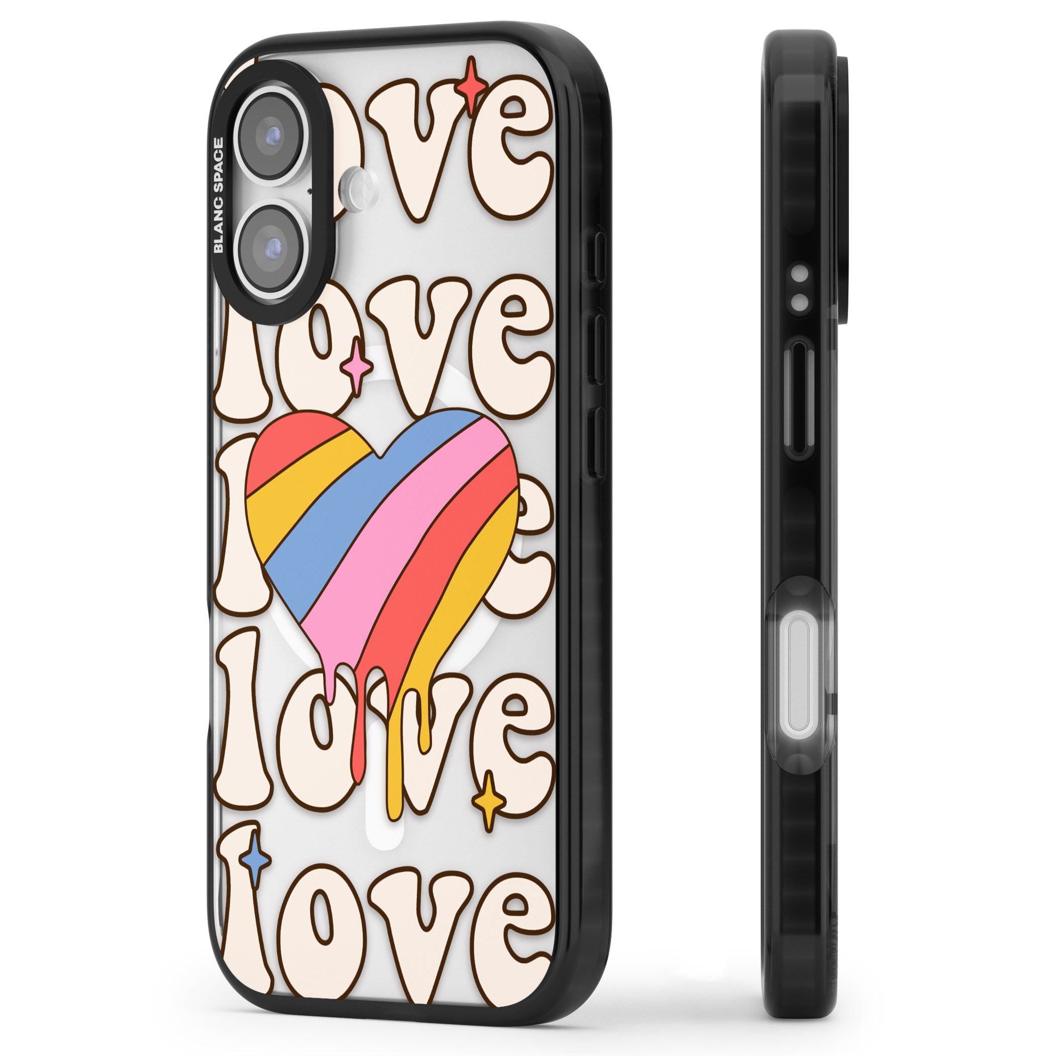 Groovy Love iPhone 17 Impact Pro Black Phone Case Side Profile