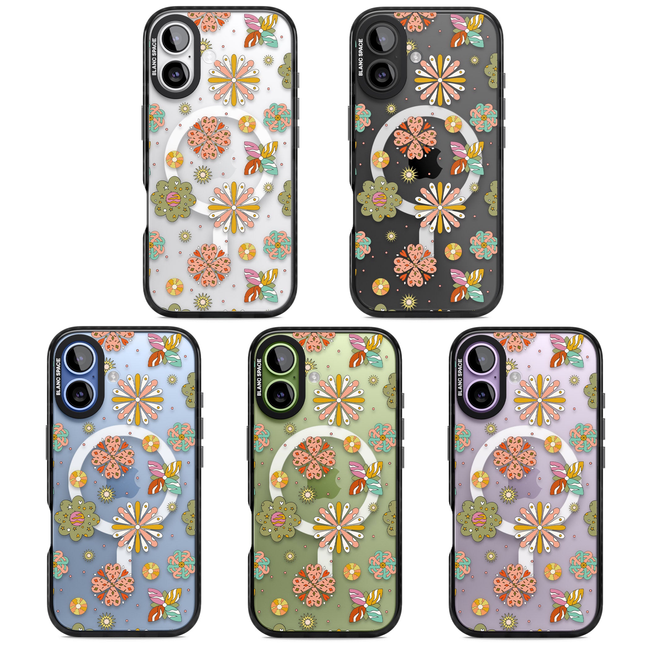 Boho Celestial Psychedelic Floral iPhone 17 Impact Pro Black Phone Case APT Impact Protection