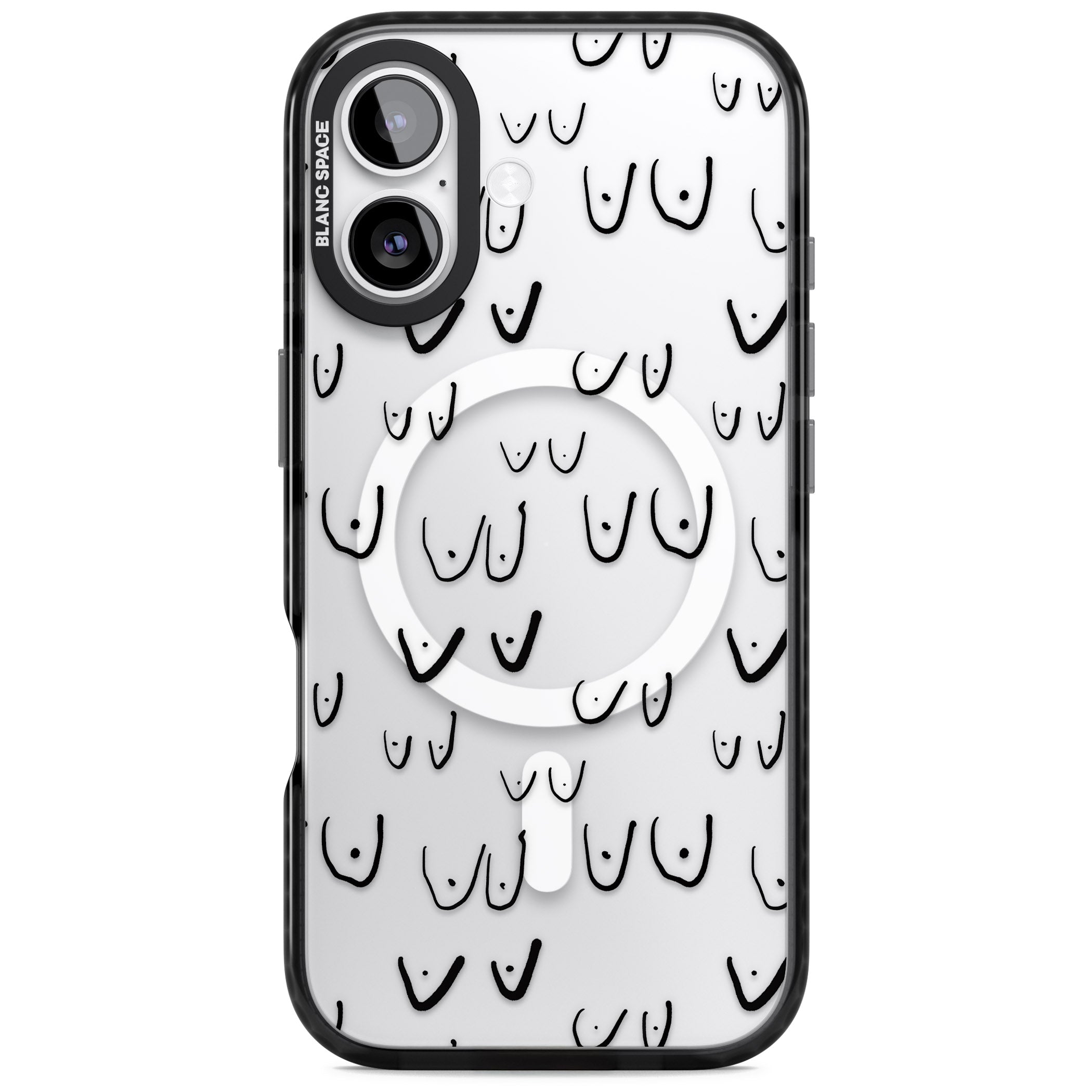 Boob Pattern (Black) iPhone 17 Impact Pro Black Phone Case
