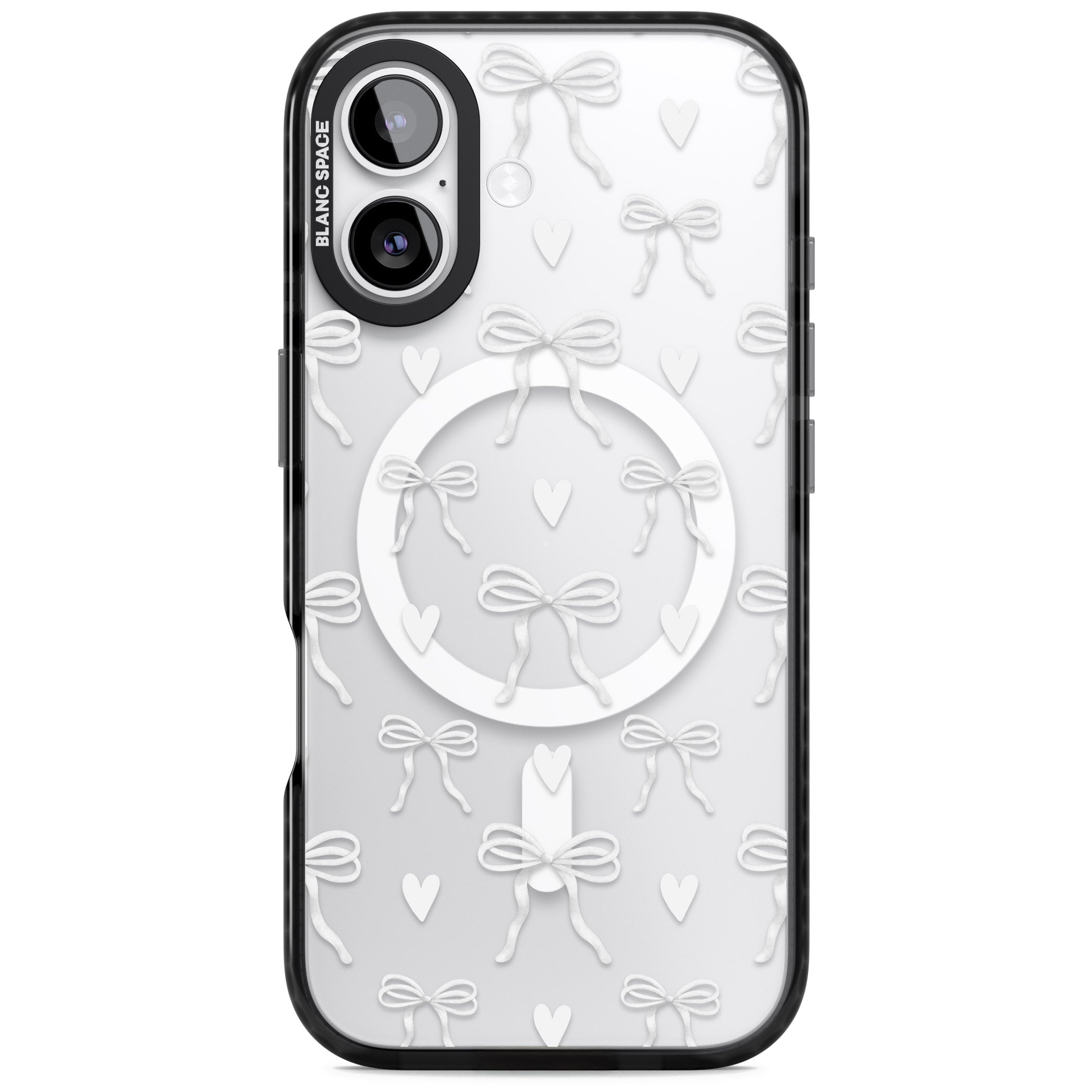White Bows & Hearts iPhone 17 Impact Pro Black Phone Case