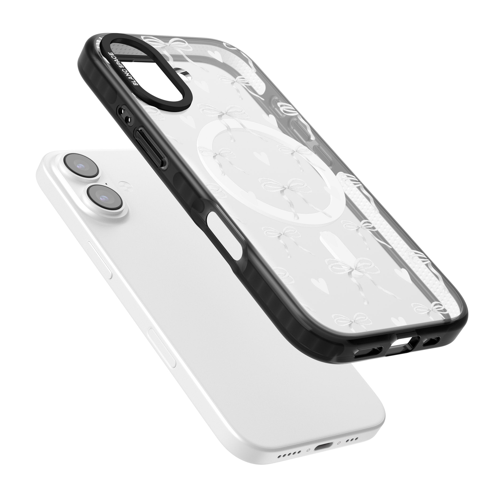 White Bows & Hearts iPhone 17 Impact Pro Black Phone Case Colours