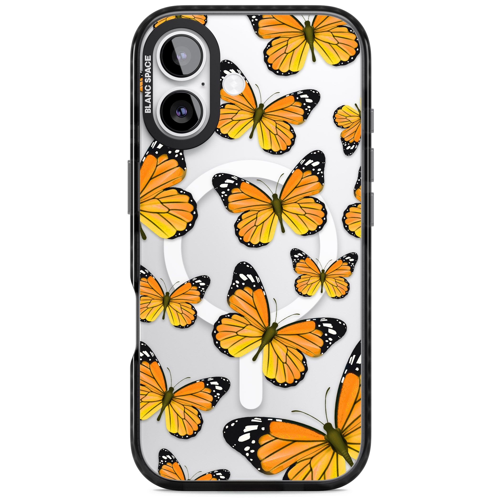 Sun Yellow Butterflies iPhone 17 Impact Pro Black Phone Case