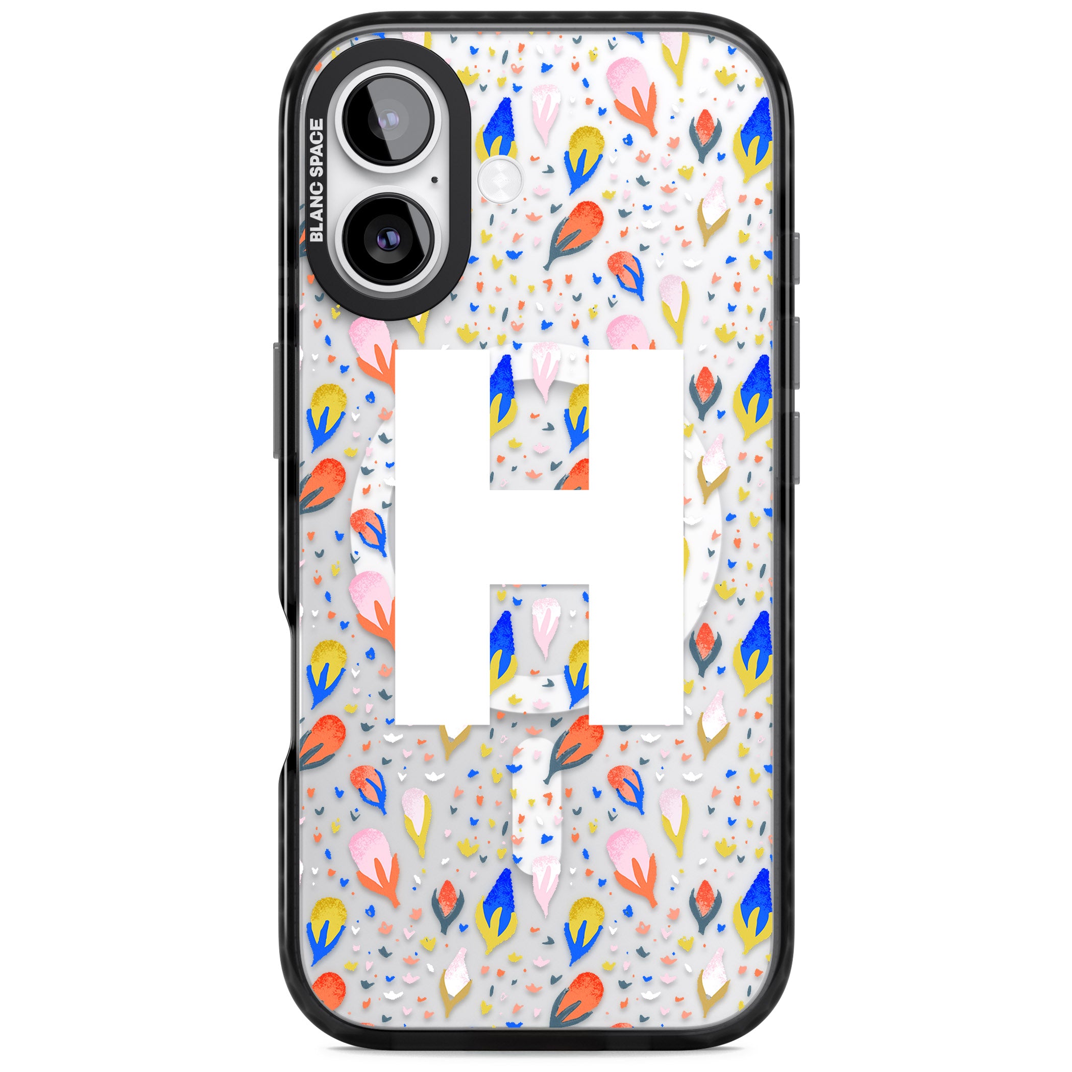 Personalised Abstract Floral Initial iPhone 17 Impact Pro Black Phone Case