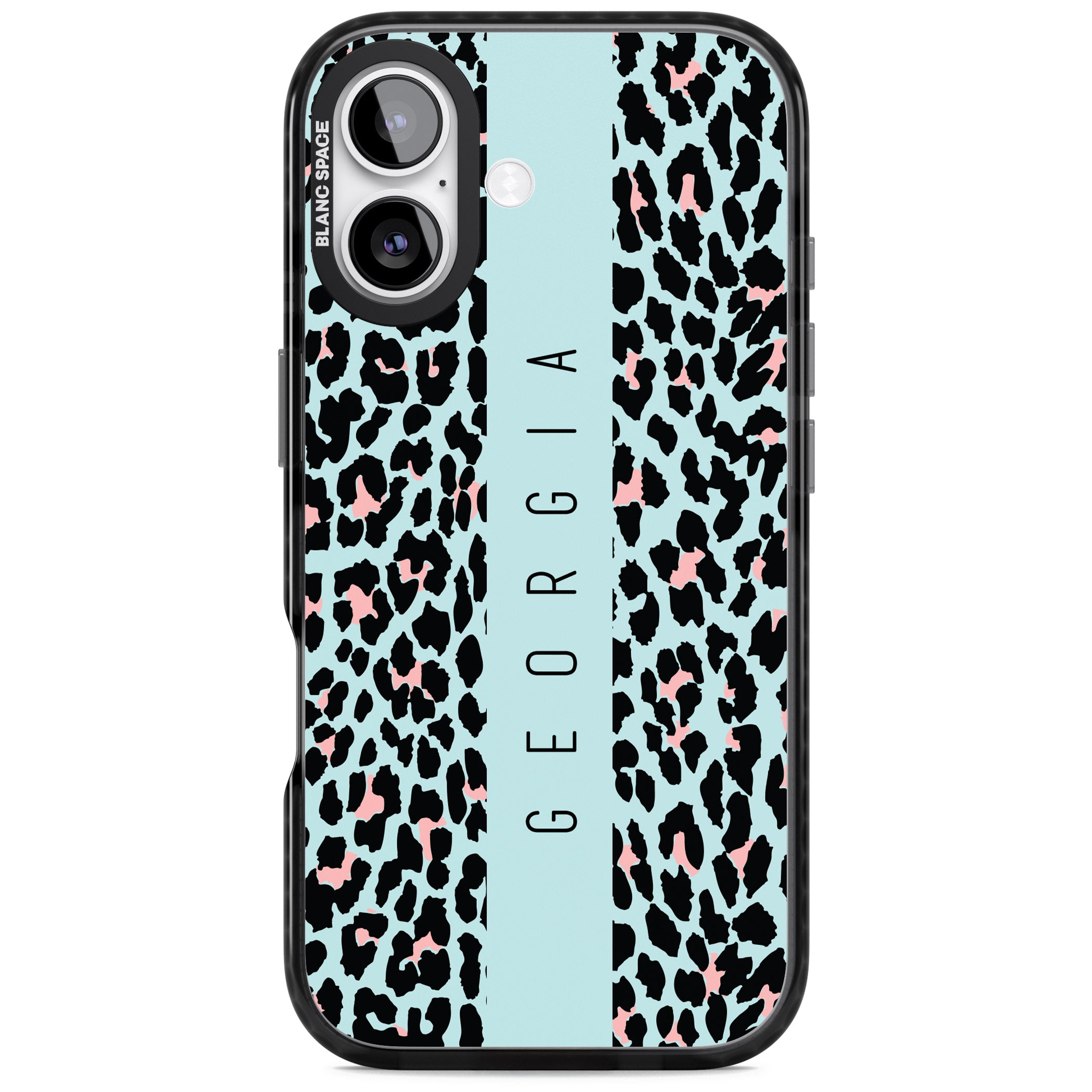 Personalised Blue Leopard iPhone 17 Impact Pro Black Phone Case