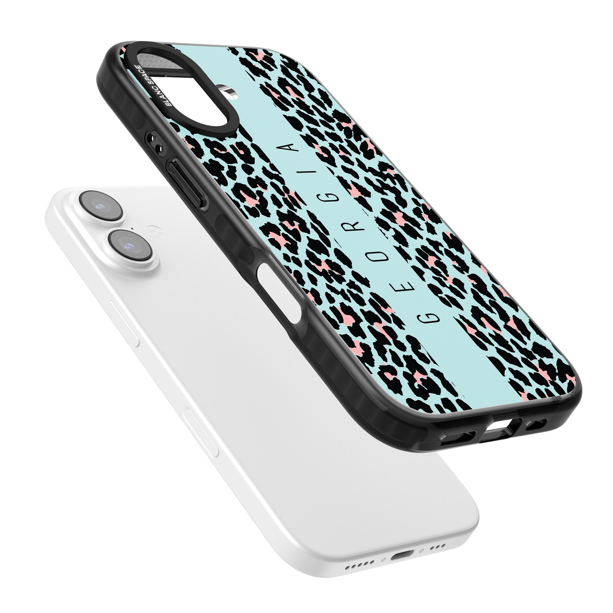 Personalised Blue Leopard iPhone 17 Impact Pro Black Phone Case Colours