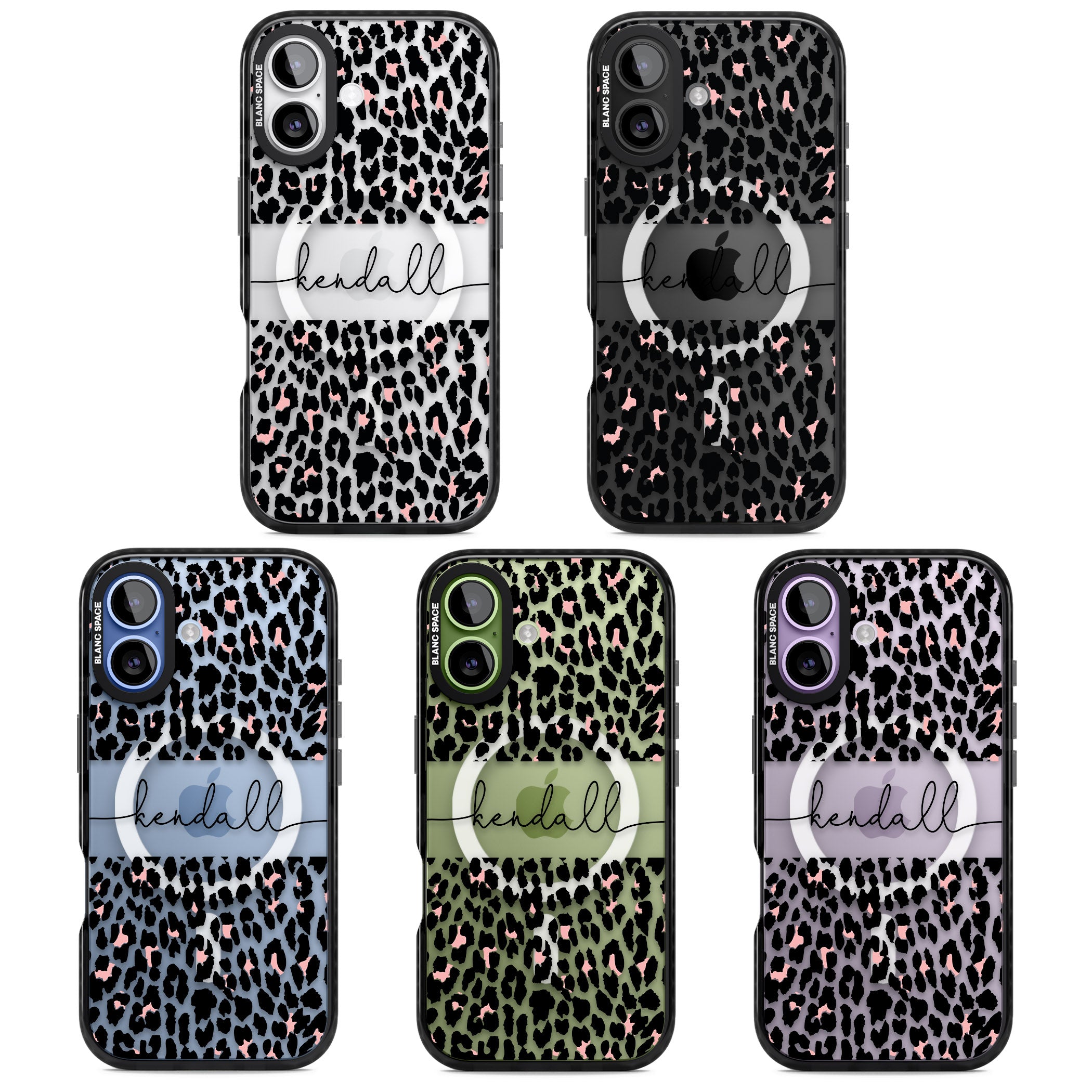 Personalised Cursive Leopard Spots iPhone 17 Impact Pro Black Phone Case APT Impact Protection