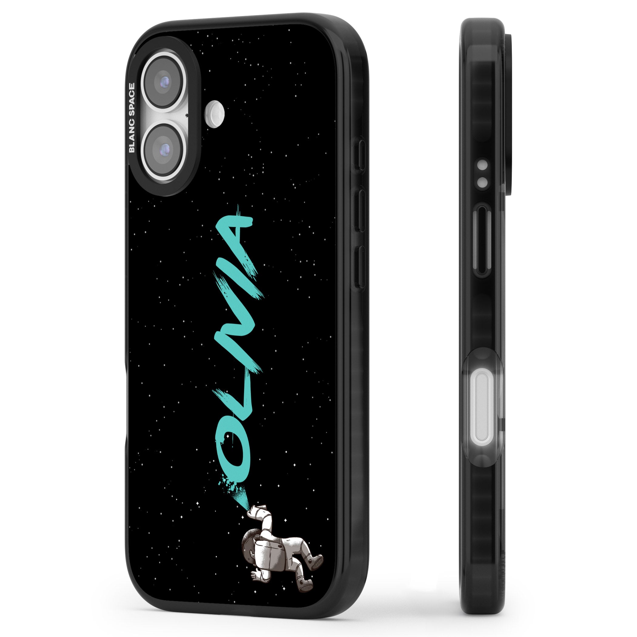 Personalised Astronaut Graffiti iPhone 17 Impact Pro Black Phone Case Side Profile