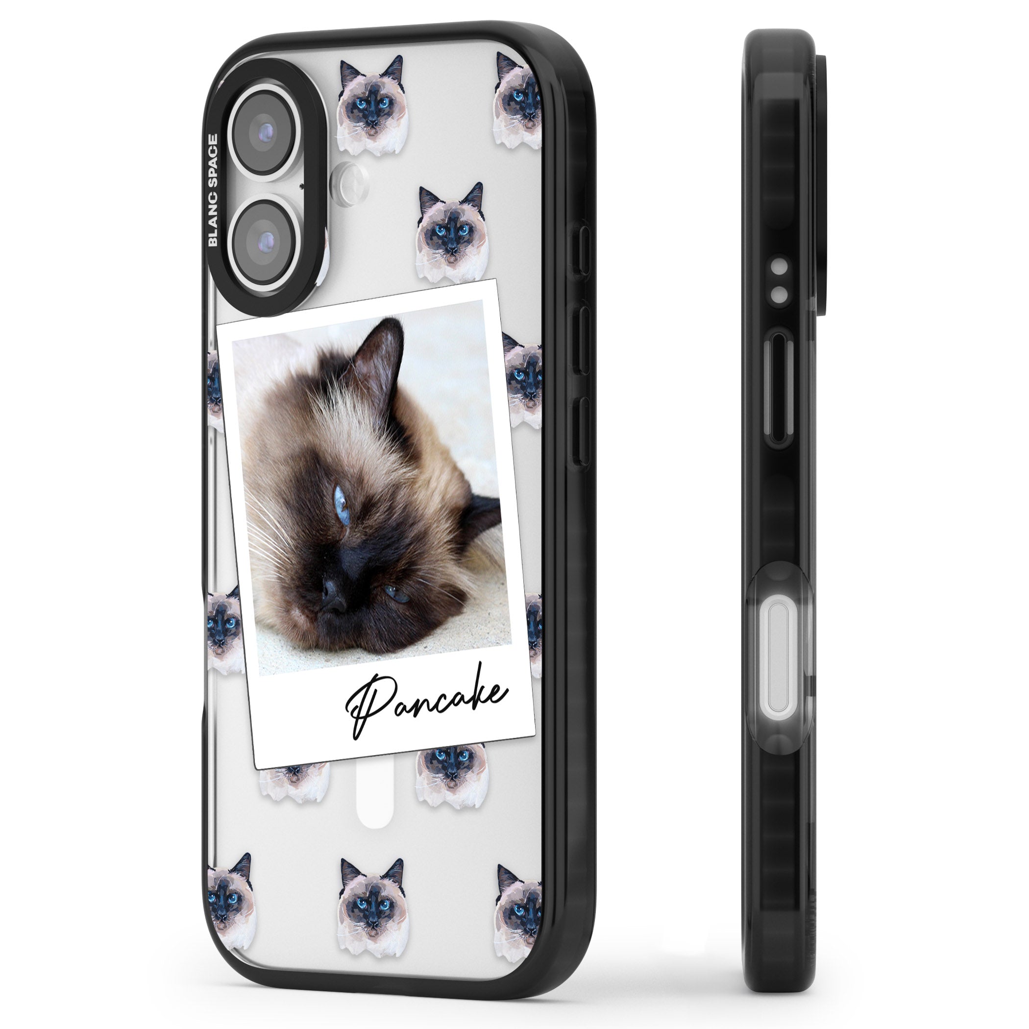 Personalised Burmese Cat Photo iPhone 17 Impact Pro Black Phone Case Side Profile
